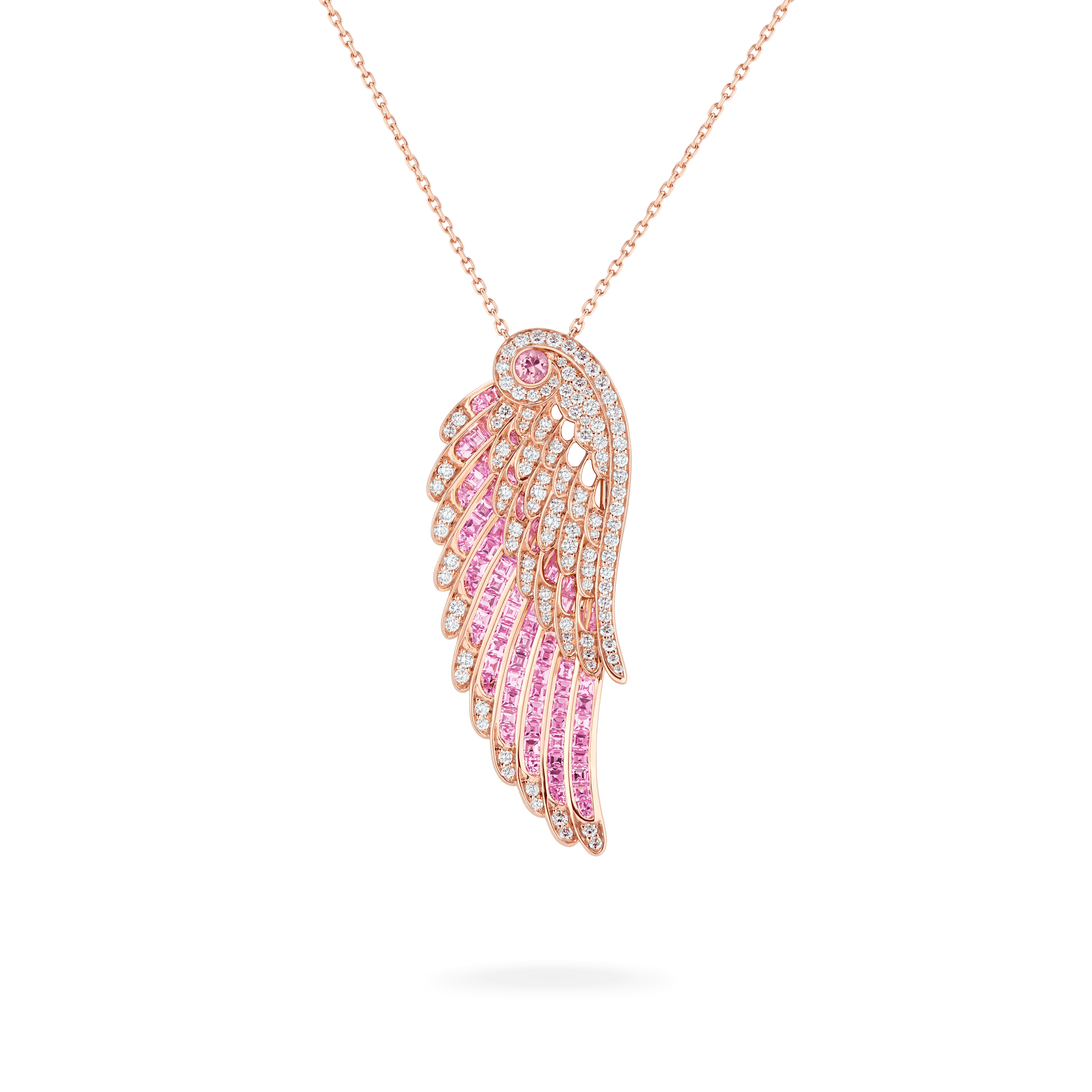 Garrard Wings Embrace jewellery collection Pink Sapphire and Diamond Slider Pendant 2016647 Hero