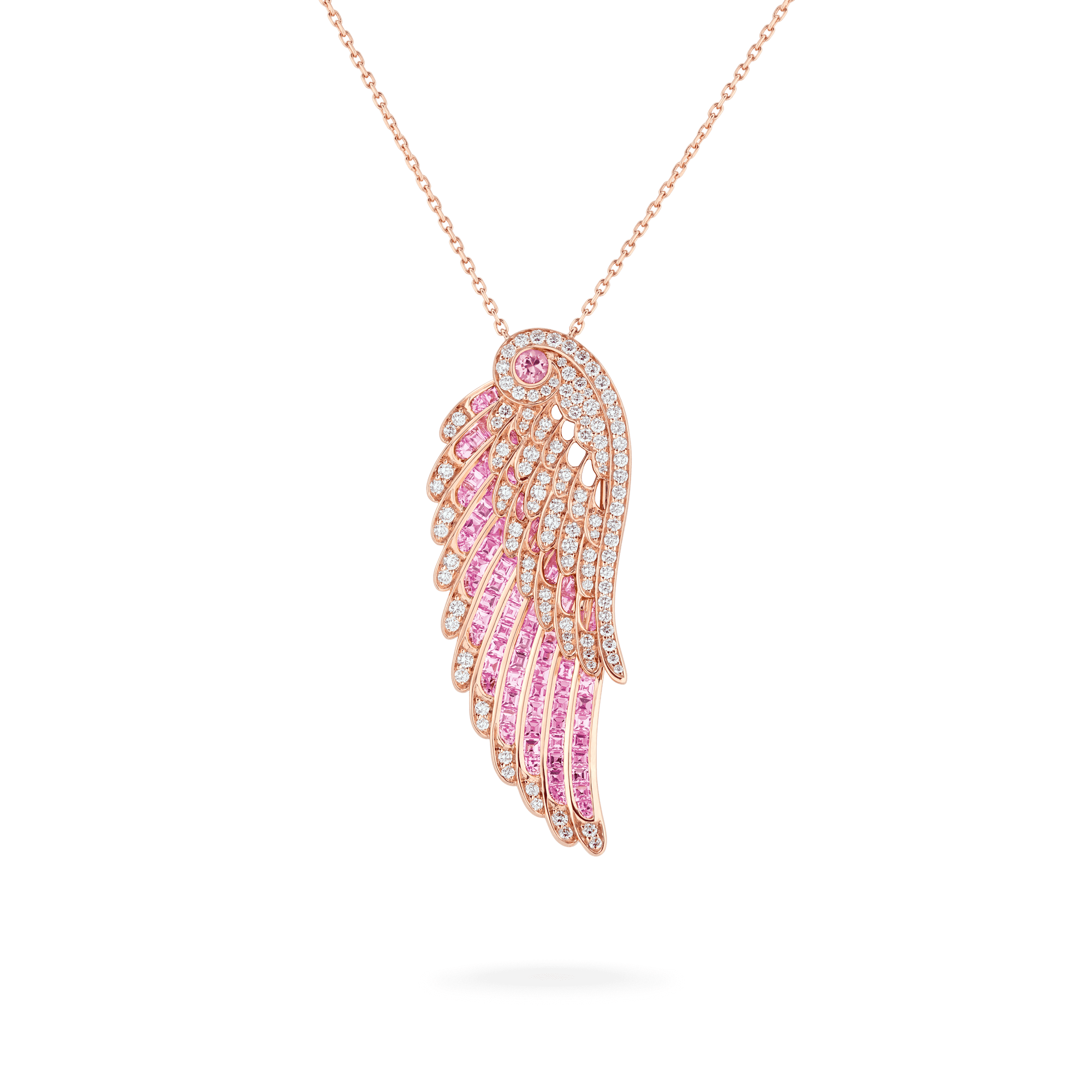 Garrard Wings Embrace jewellery collection Pink Sapphire and Diamond Slider Pendant 2016647 Hero