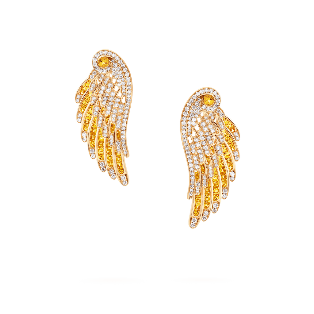 Garrard Wings Embrace jewellery collection Yellow Sapphire and Diamond Ear Climbers In 18ct Yellow Gold 2016645 Hero View