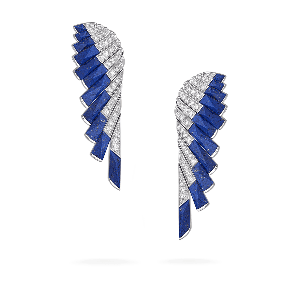 Garrard Wings Jewellery Collection Rising Lapis Lazuli and Diamond Ring In 18ct White Gold, 2018621, Hero View