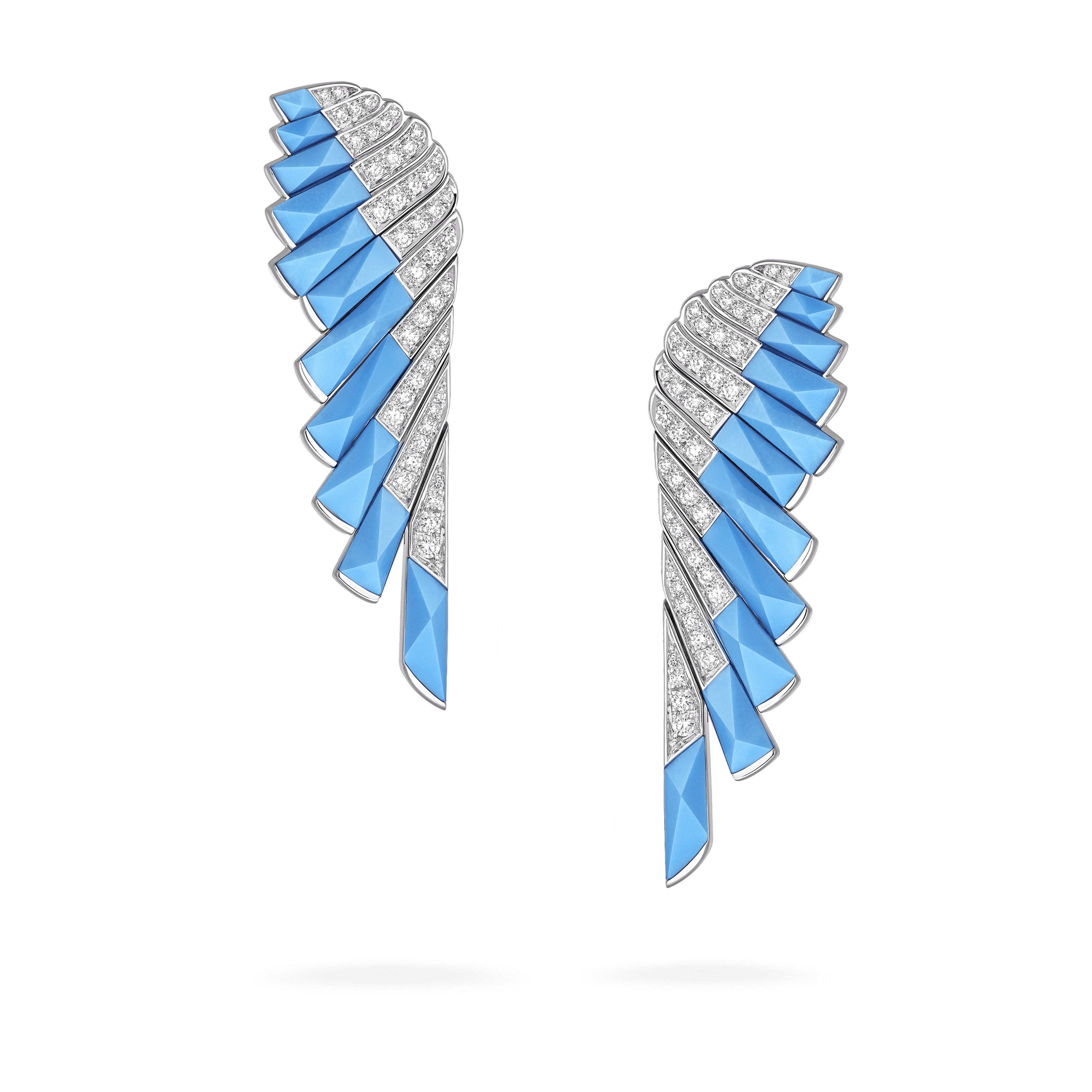 Wings Rising Turquoise and Diamond Earrings | In 18ct White Gold