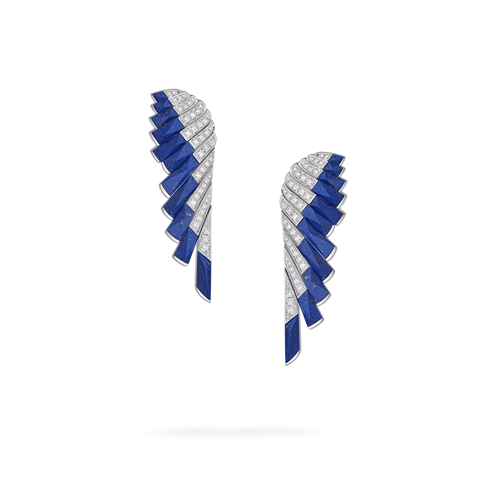 Garrard Wings Rising collection Earrings in 18ct White Gold with Diamonds and Lapis Lazuli 2018621 Hero View