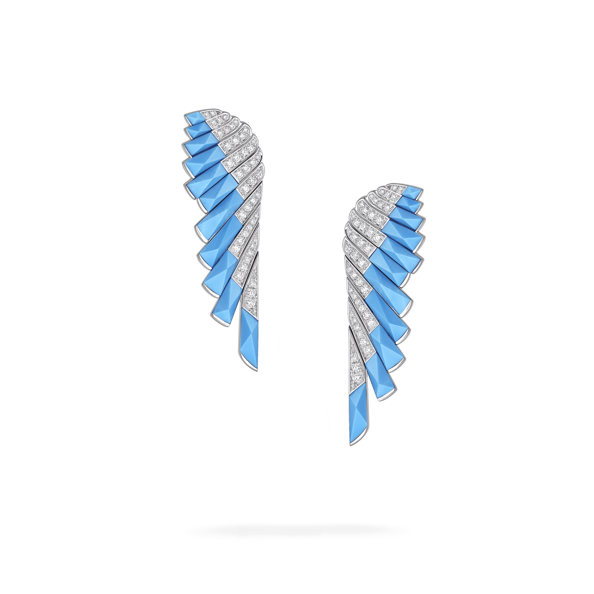 Garrard Wings Rising collection Earrings in 18ct White Gold with Diamonds and Turquoise 2018668 Hero View