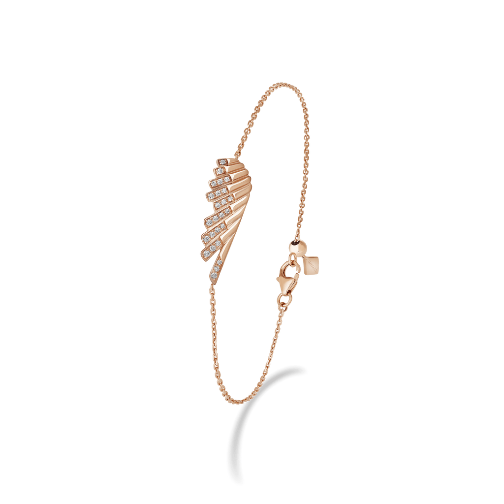 Garrard Wings Rising collection Mini Icon Bracelet in 18ct Rose Gold with Diamonds 2018638 Hero View