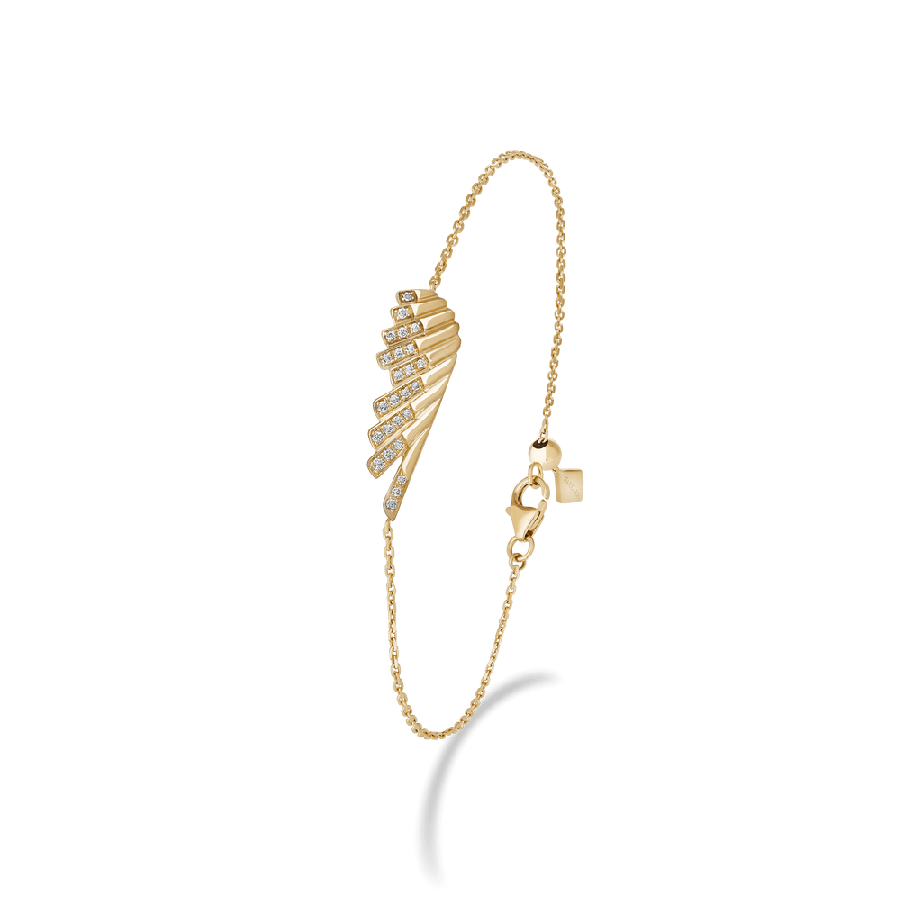 Garrard Wings Rising collection Mini Icon Bracelet in 18ct Yellow Gold with Diamonds 2018639 Hero View