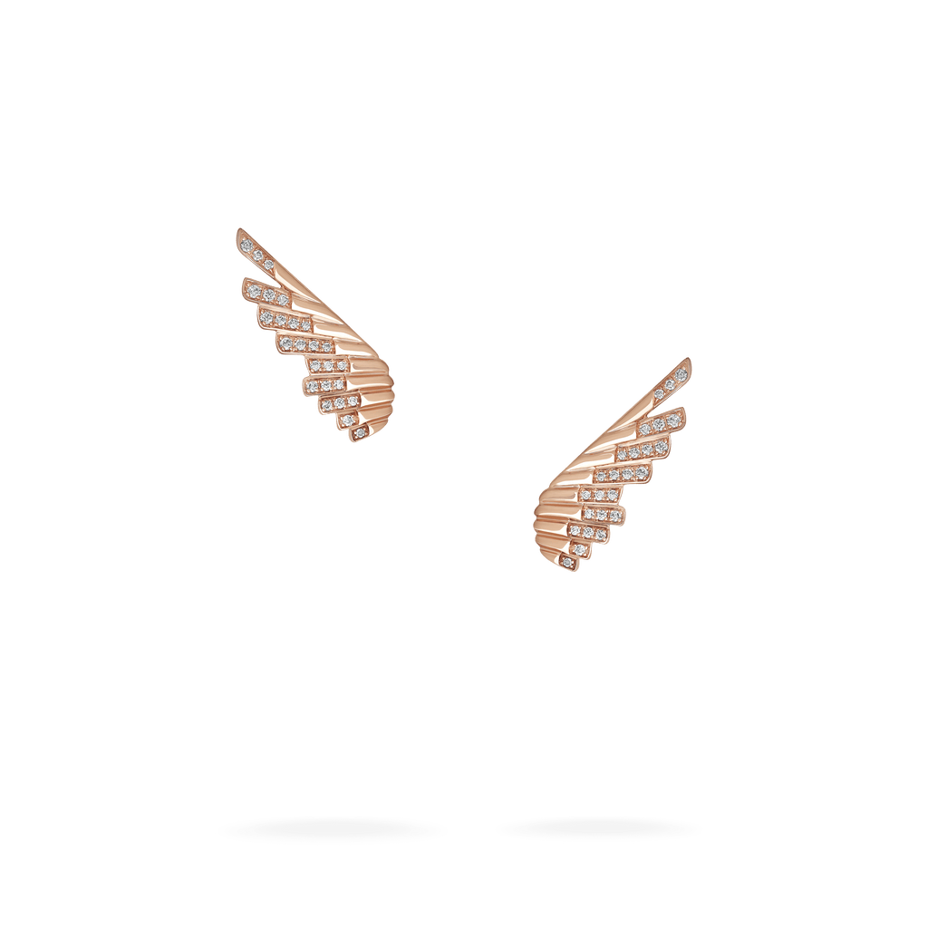 Garrard Wings Rising collection Mini Icon Earrings in 18ct Rose Gold with Diamonds 2018635 Hero View