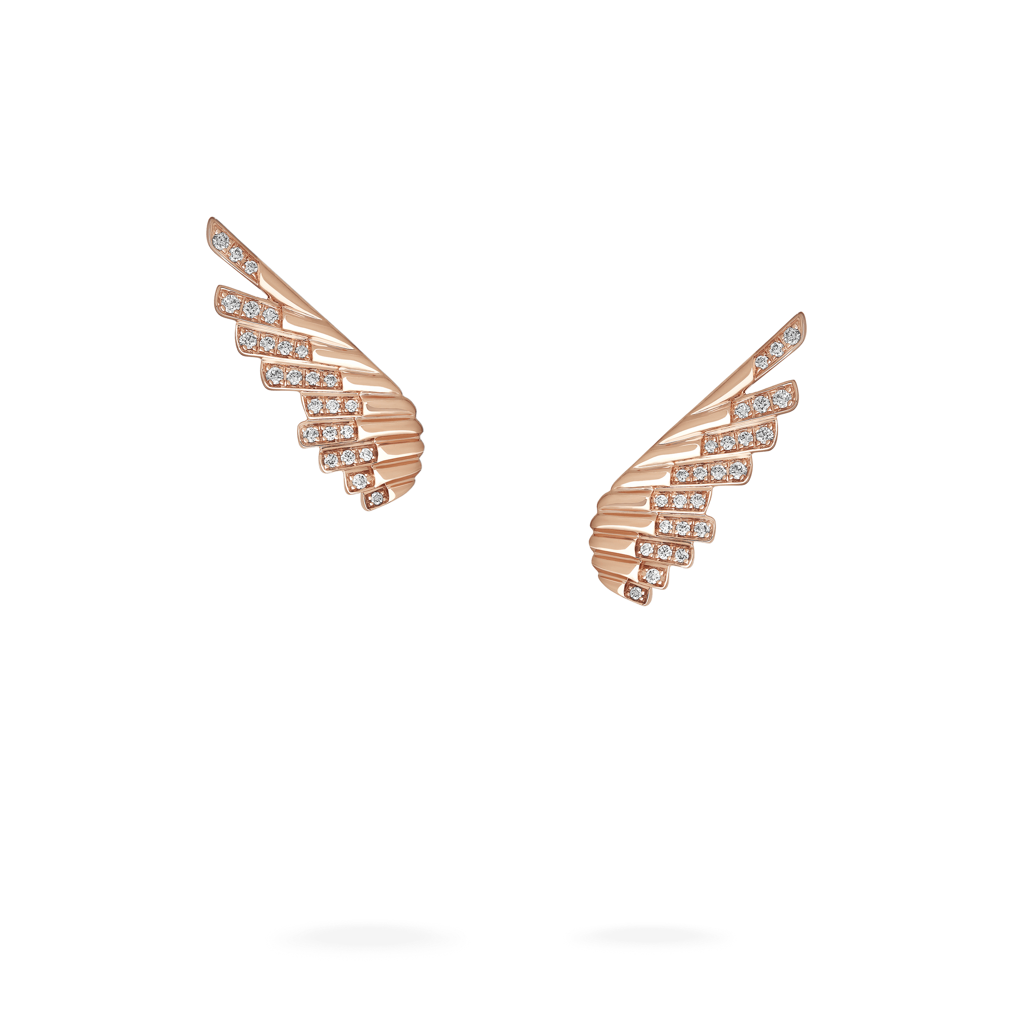 Garrard Wings Rising collection Mini Icon Earrings in 18ct Rose Gold with Diamonds 2018635 Hero View