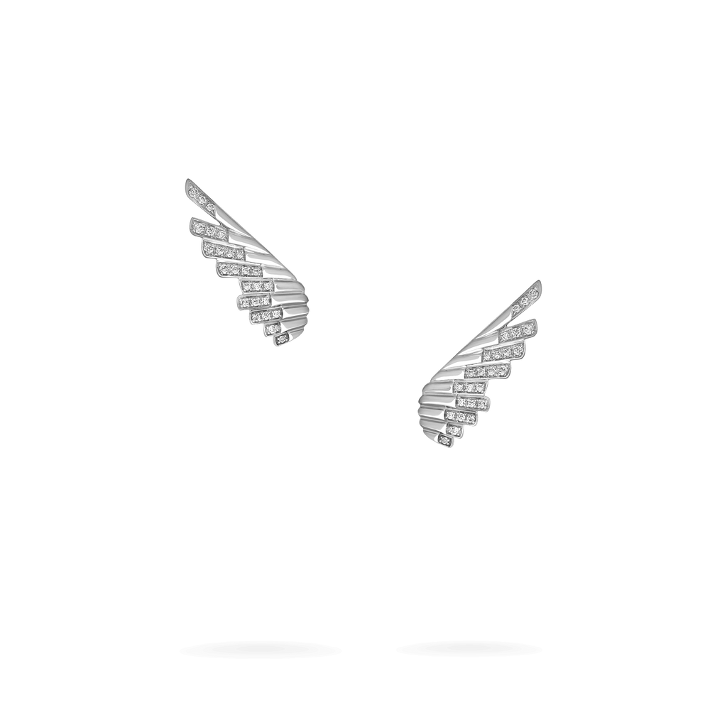 Garrard Wings Rising collection Mini Icon Earrings in 18ct White Gold with Diamonds 2018634 Hero View