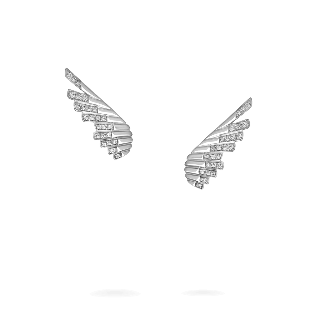 Garrard Wings Rising collection Mini Icon Earrings in 18ct White Gold with Diamonds 2018634 Hero View