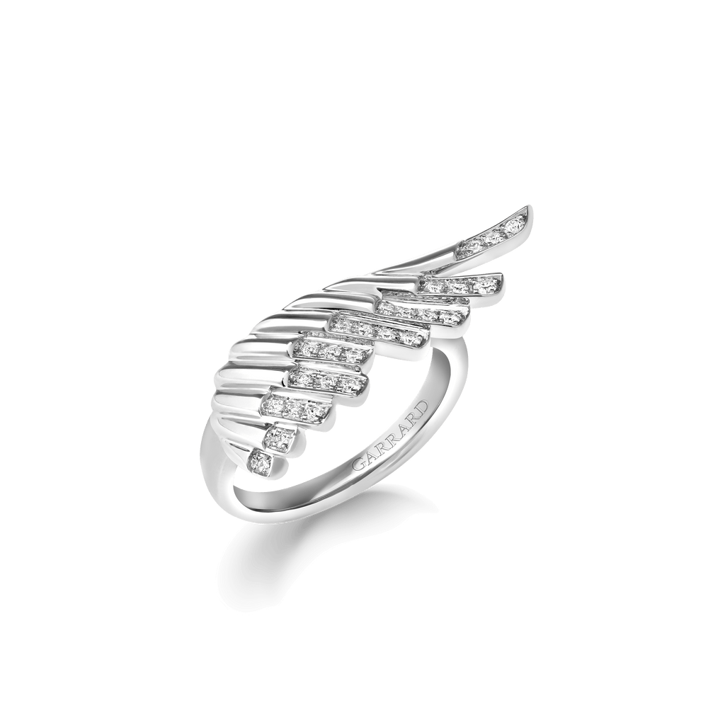 Garrard Wings Rising collection Mini Icon Ring in 18ct White Gold with Diamonds 2018640 Hero View