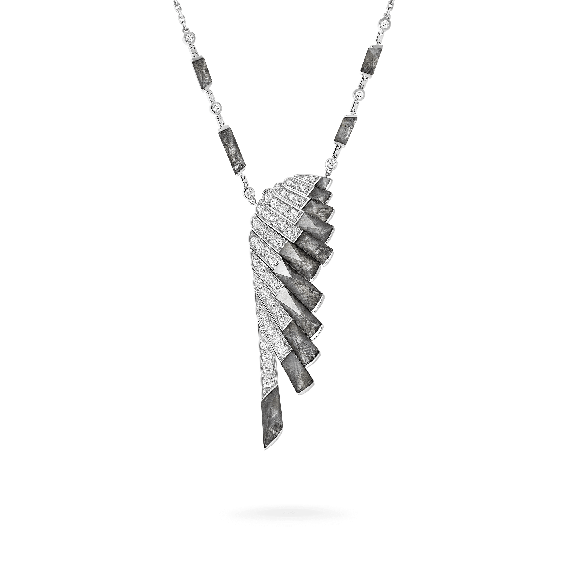 Garrard Wings Rising collection Pendant in 18ct White Gold with Diamonds Meteorite and Rock Crystal 2018616 Hero View