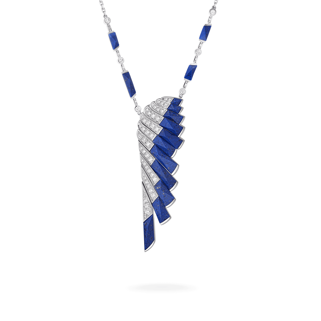 Garrard Wings Rising collection Pendant in 18ct White Gold with Diamonds and Lapis Lazuli 2018614 Hero View