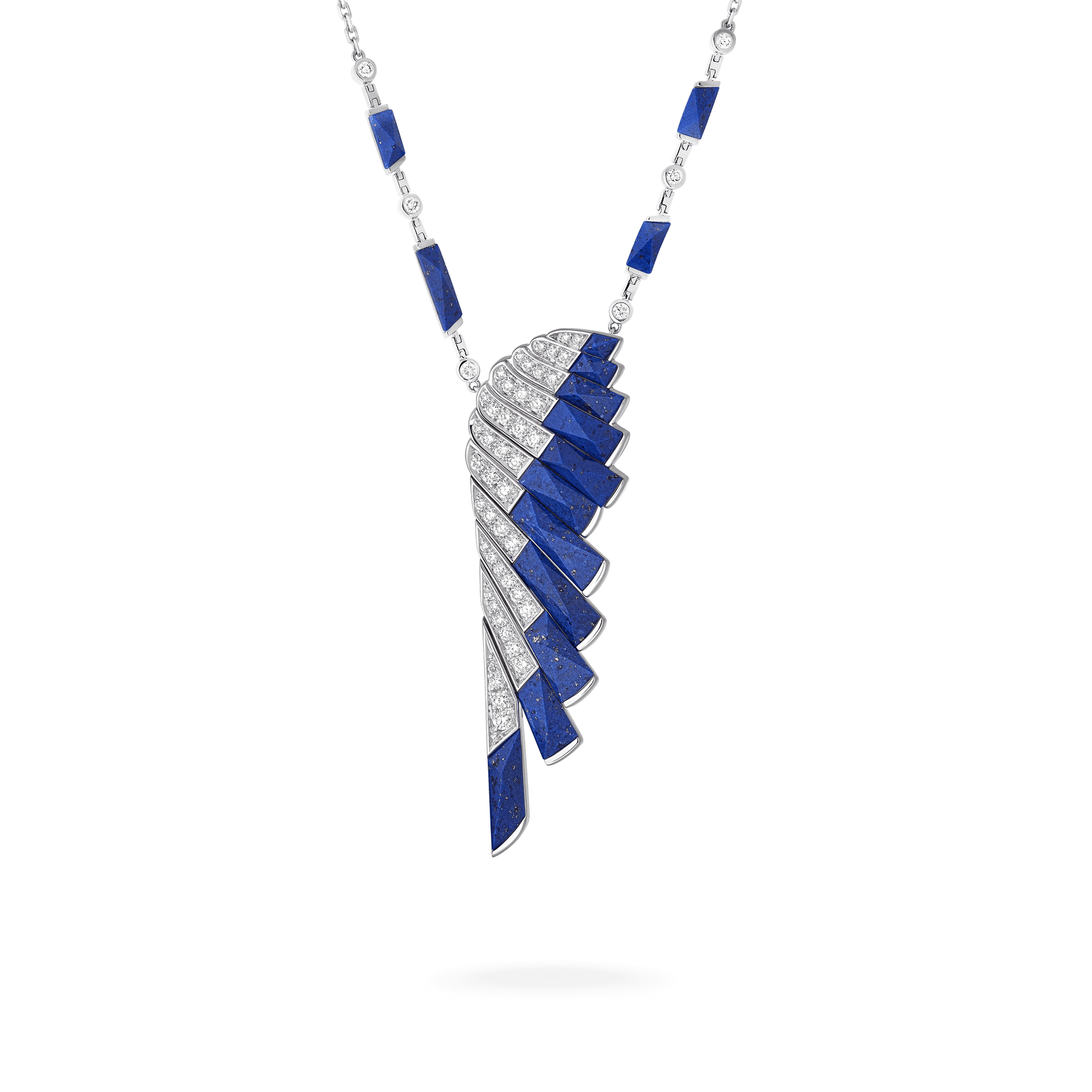 Garrard Wings Rising collection Pendant in 18ct White Gold with Diamonds and Lapis Lazuli 2018614 Hero View