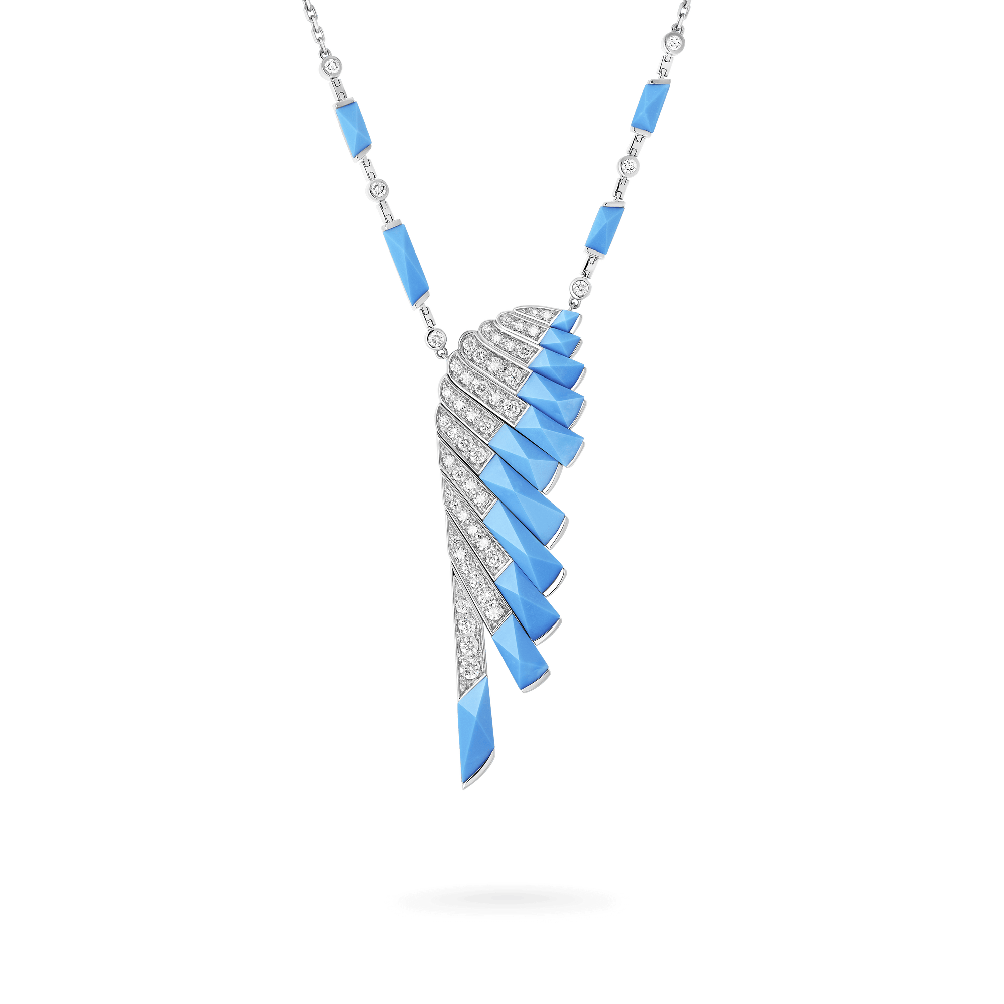 Garrard Wings Rising collection Pendant in 18ct White Gold with Diamonds and Turquoise 2018667 Hero View