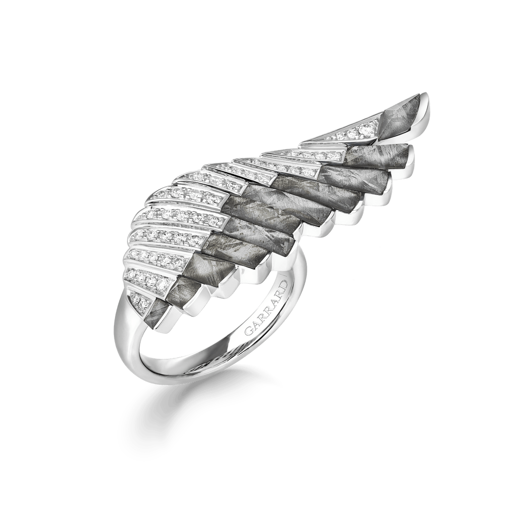 Garrard Wings Rising collection Ring in 18ct White Gold with Diamonds Meteorite and Rock Crystal 2018630 Hero View