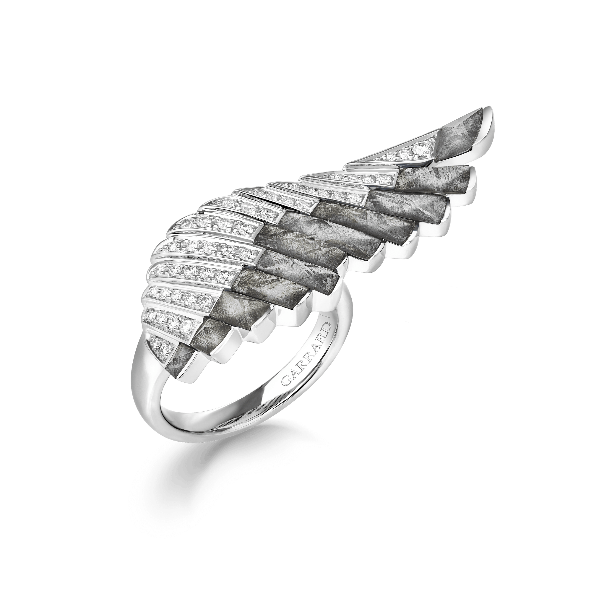 Garrard Wings Rising collection Ring in 18ct White Gold with Diamonds Meteorite and Rock Crystal 2018630 Hero View