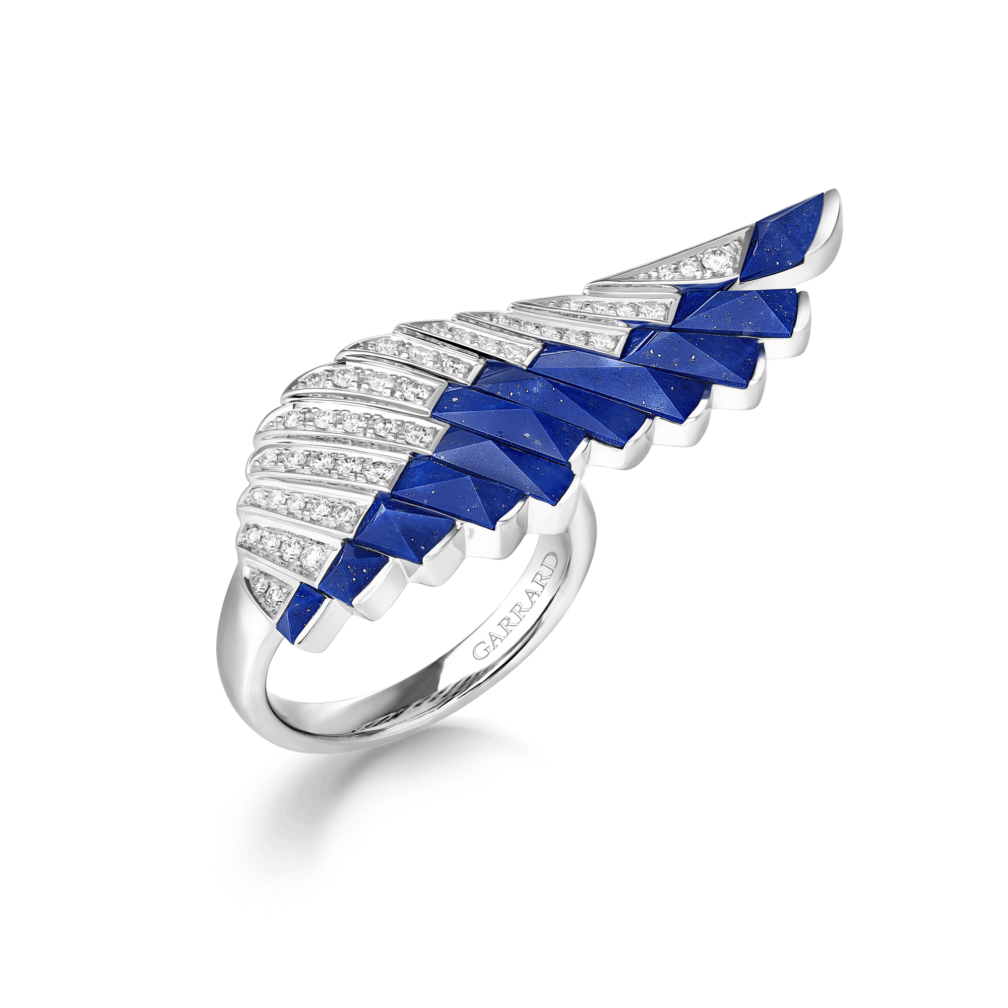 Garrard Wings Rising collection Ring in 18ct White Gold with Diamonds and Lapis Lazuli 2018628 Hero View