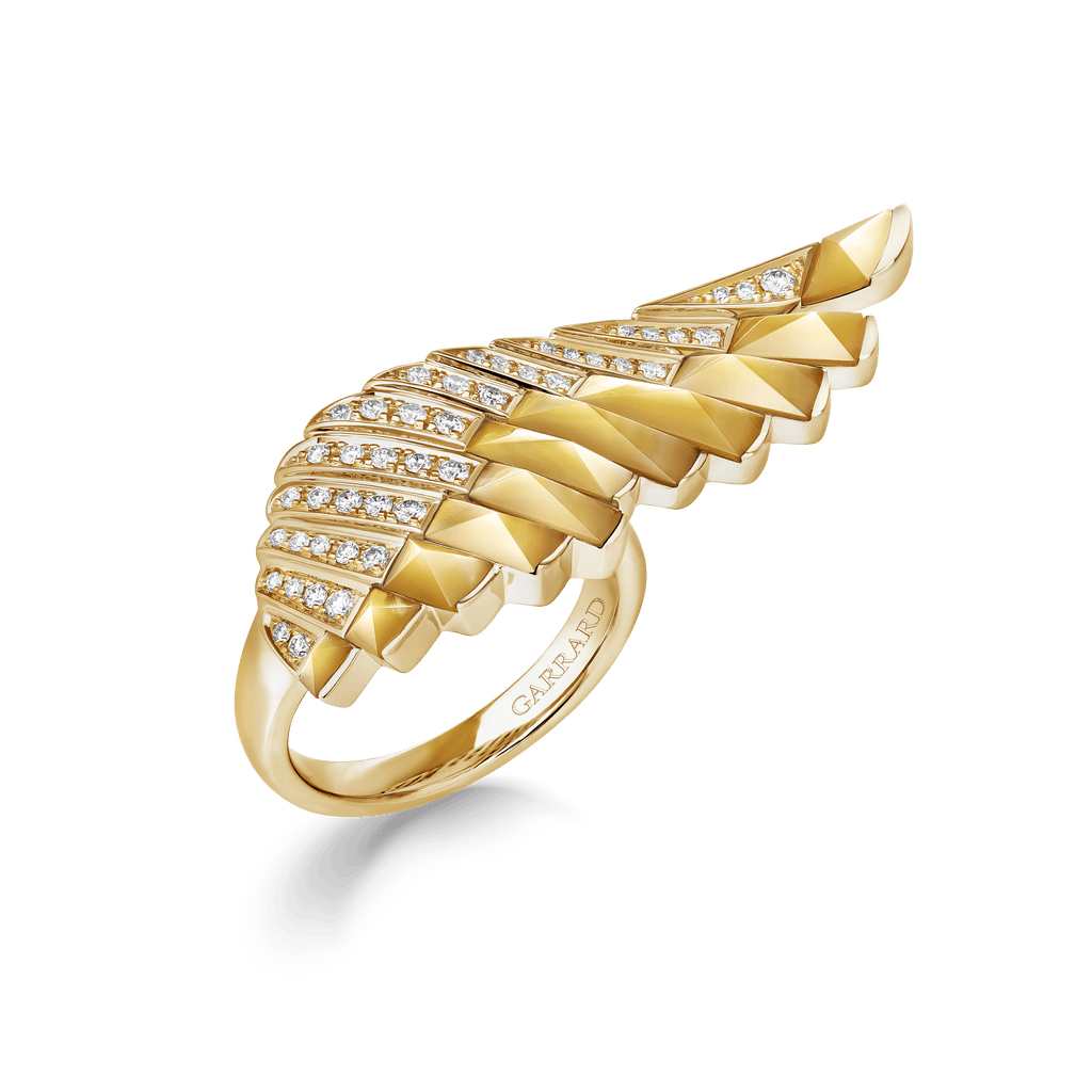 Garrard Wings Rising collection Ring in 18ct Yellow Gold with Diamonds and Golden Mother of Pearl 2018625 Hero View