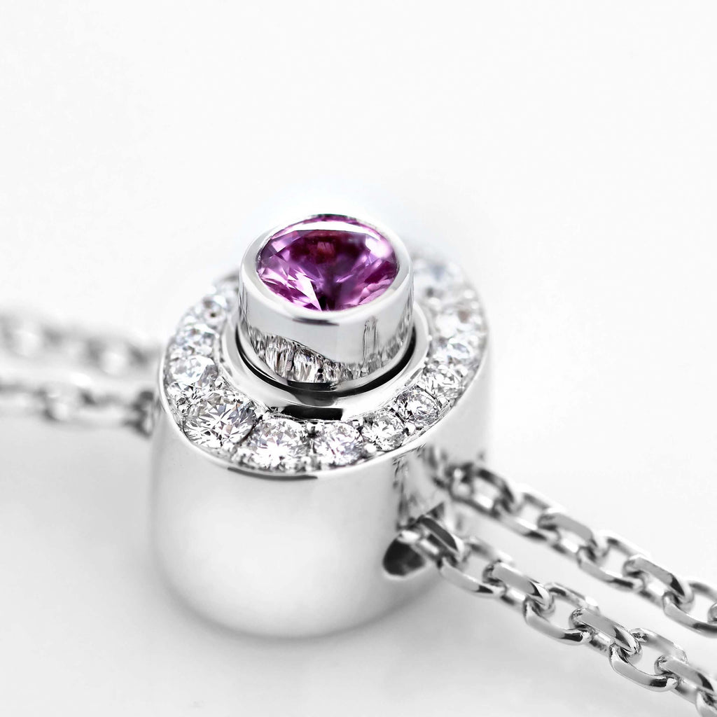 Wings Embrace Bird of Paradise Slider Pendant | In 18ct White Gold with Diamonds and Sapphires