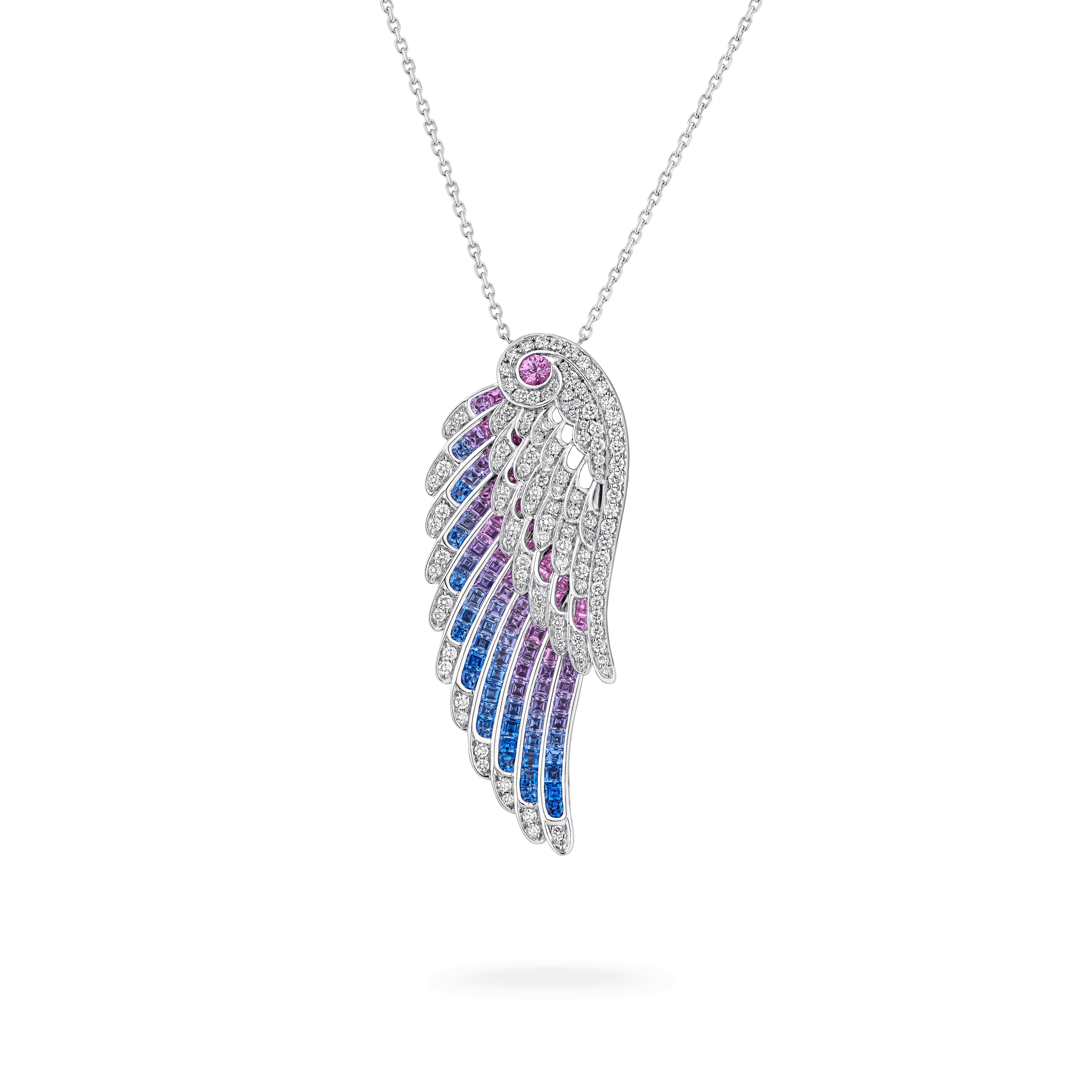 Wings Embrace Bird of Paradise Slider Pendant | In 18ct White Gold wit