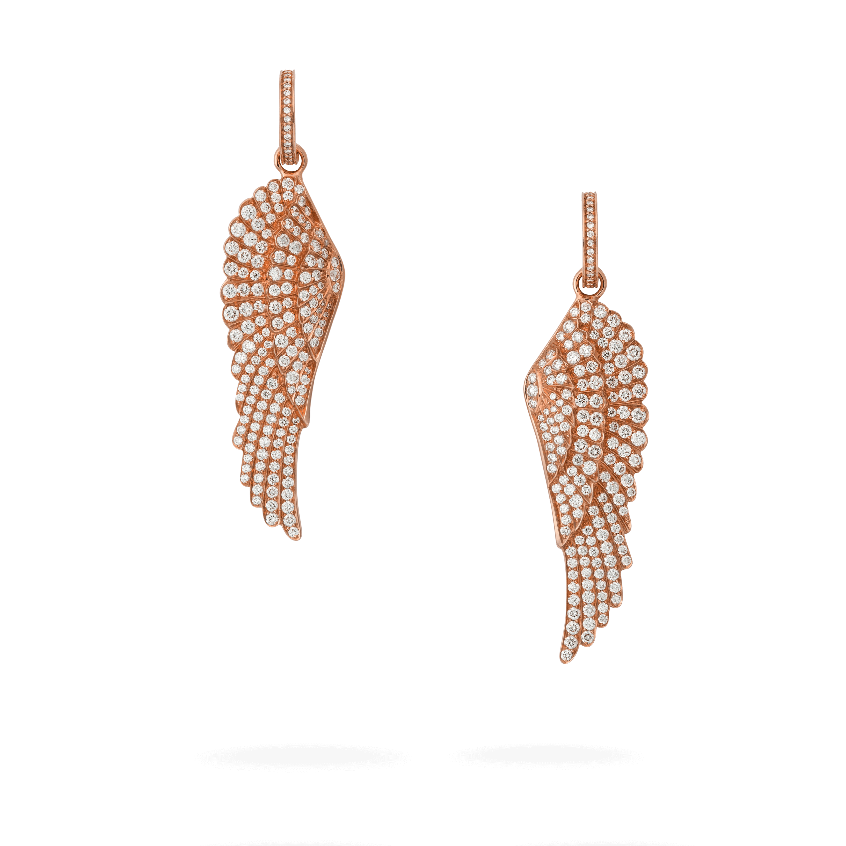 Wings Classic Hoop and Drop Diamond Earrings | In 18ct Rose Gold
