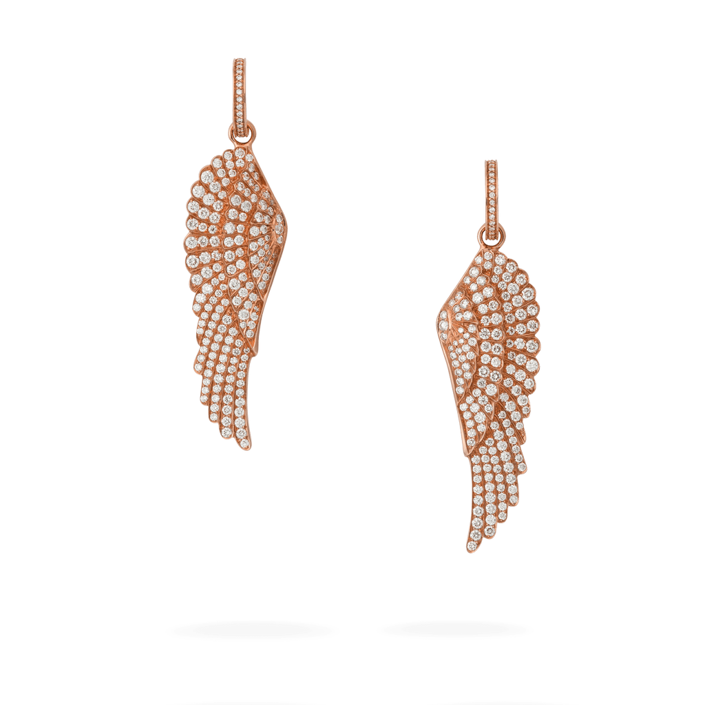 Garrard Wings jewellery Collection Classic Hoop and Drop Diamond Earrings In 18ct Rose Gold, 2013182, Hero View