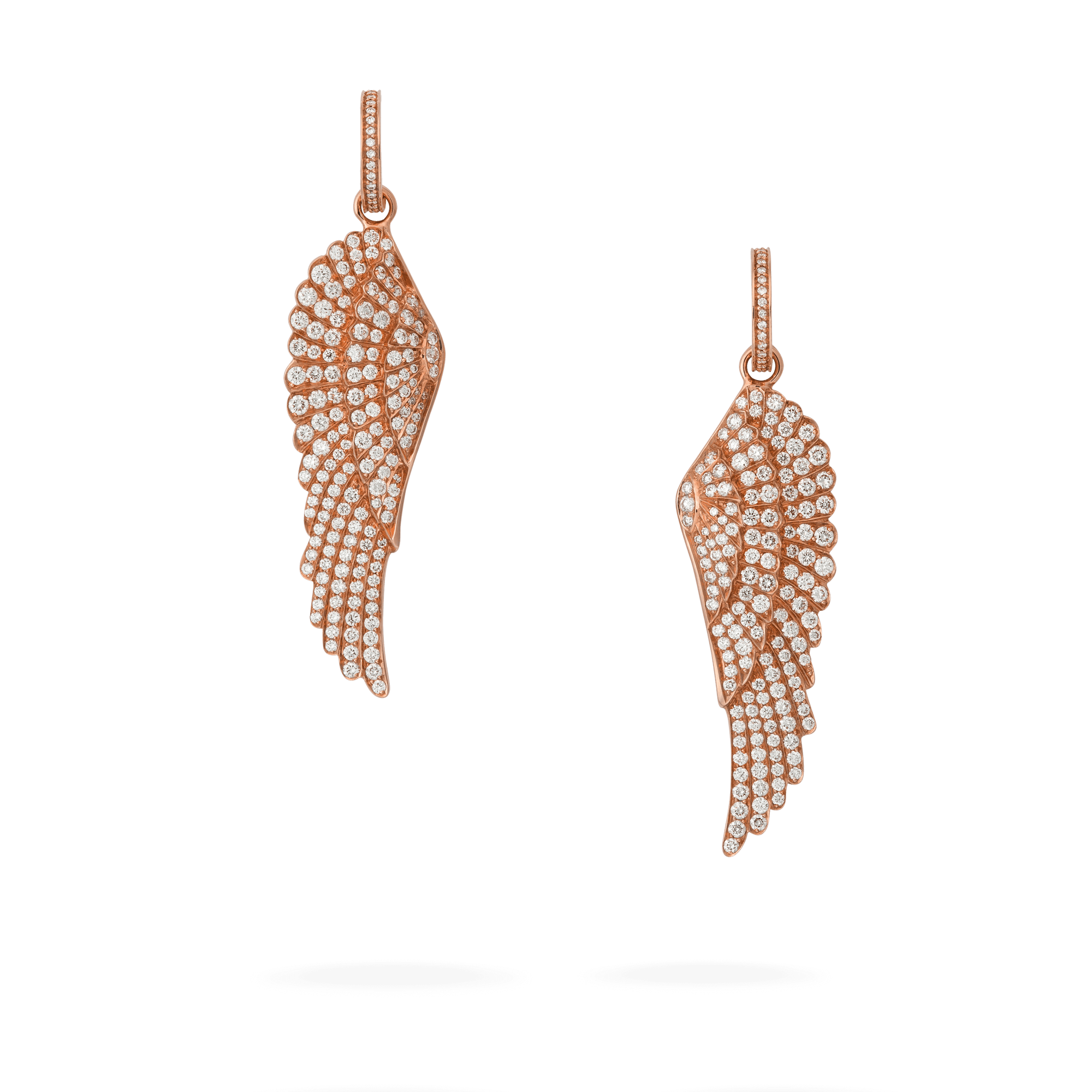 Garrard Wings jewellery Collection Classic Hoop and Drop Diamond Earrings In 18ct Rose Gold, 2013182, Hero View