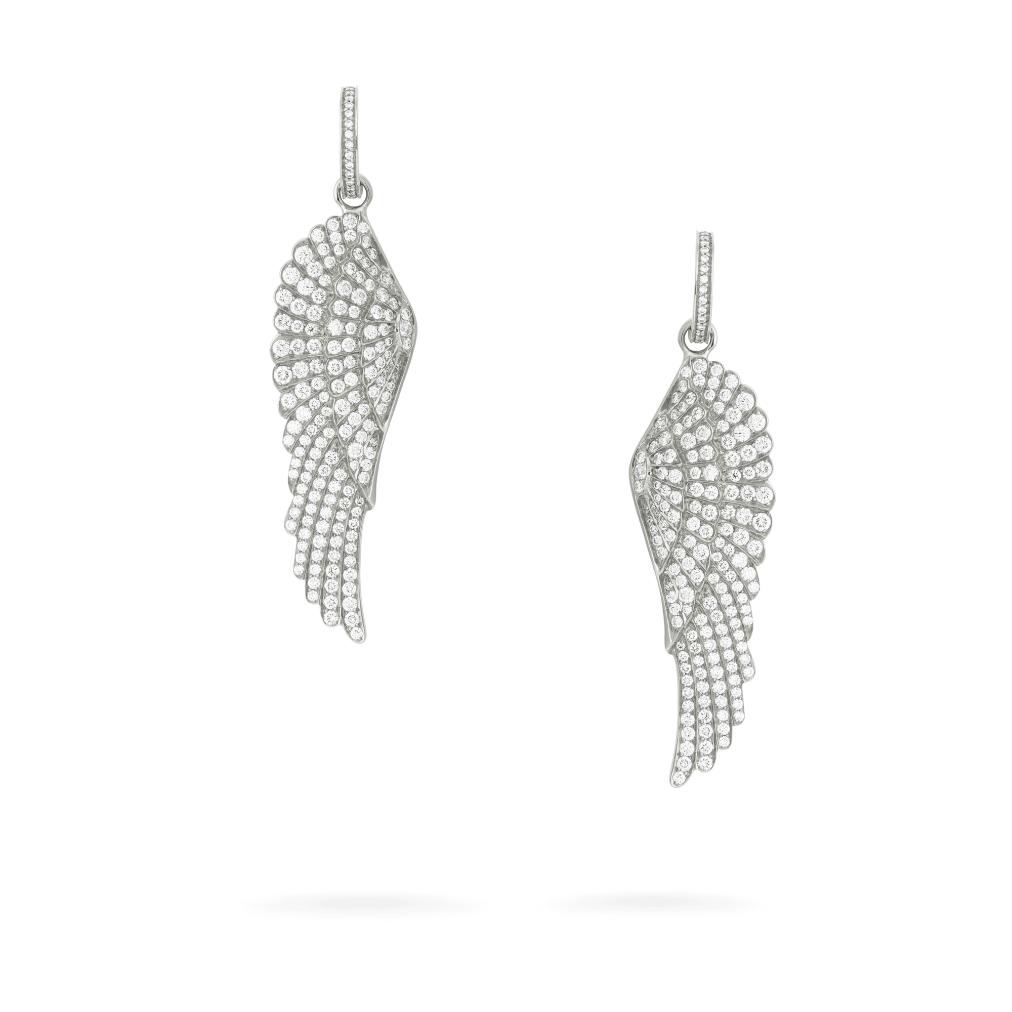 Garrard Wings jewellery Collection Classic Hoop and Drop Diamond Earrings In 18ct White Gold, 2013181, Hero View