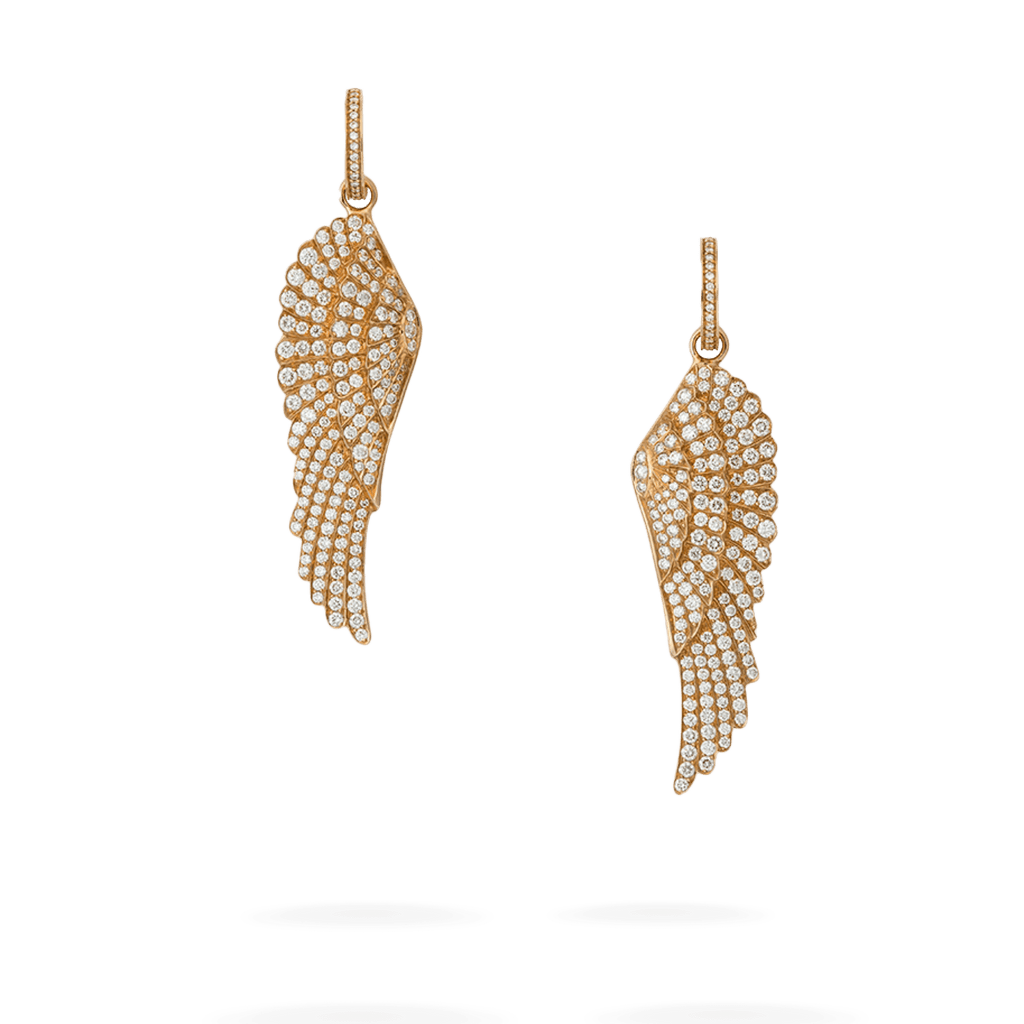 Garrard Wings jewellery Collection Classic Hoop and Drop Diamond Earrings In 18ct Yellow Gold, 2013183, Hero
