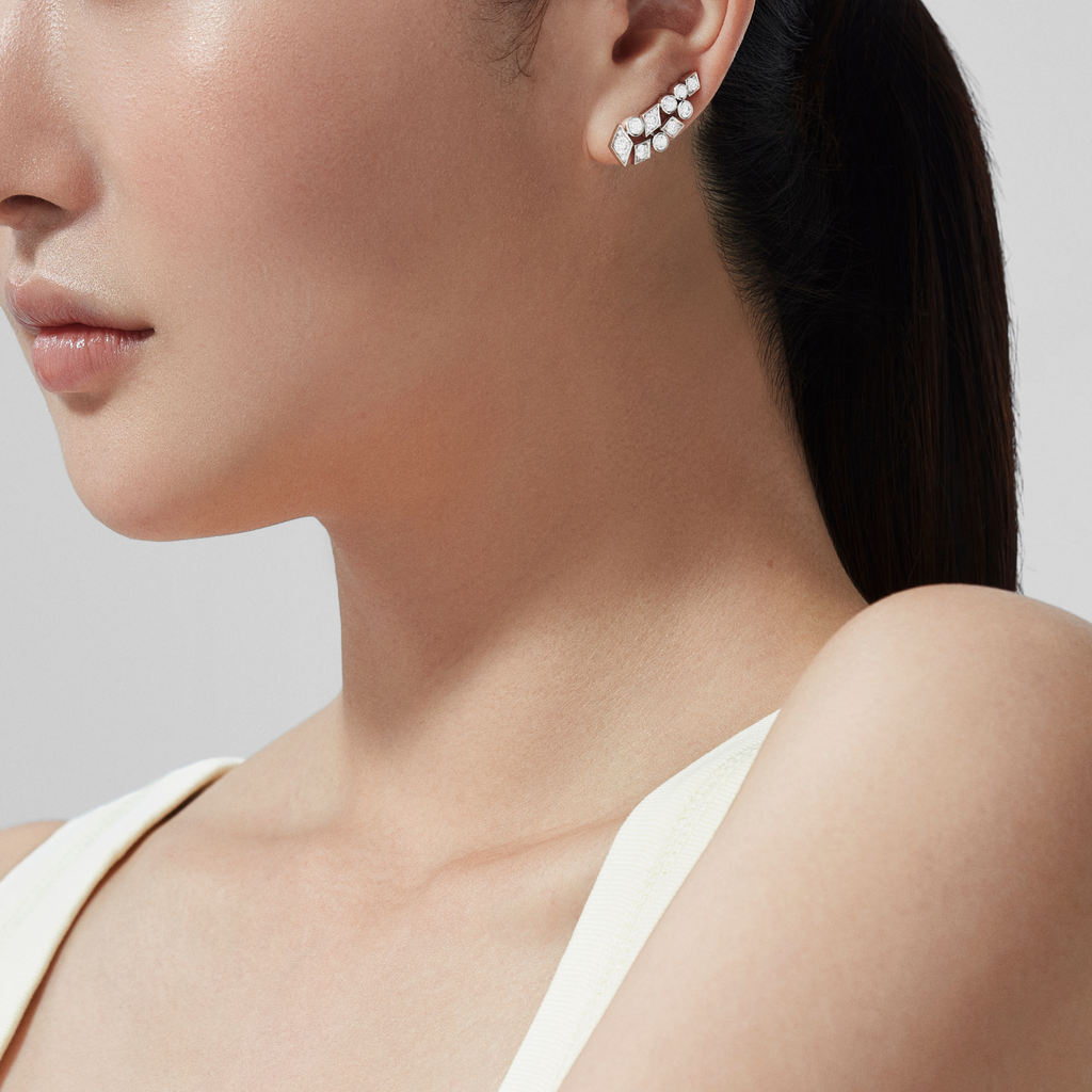 Albemarle Abstract Diamond Ear Climbers | In 18ct White Gold