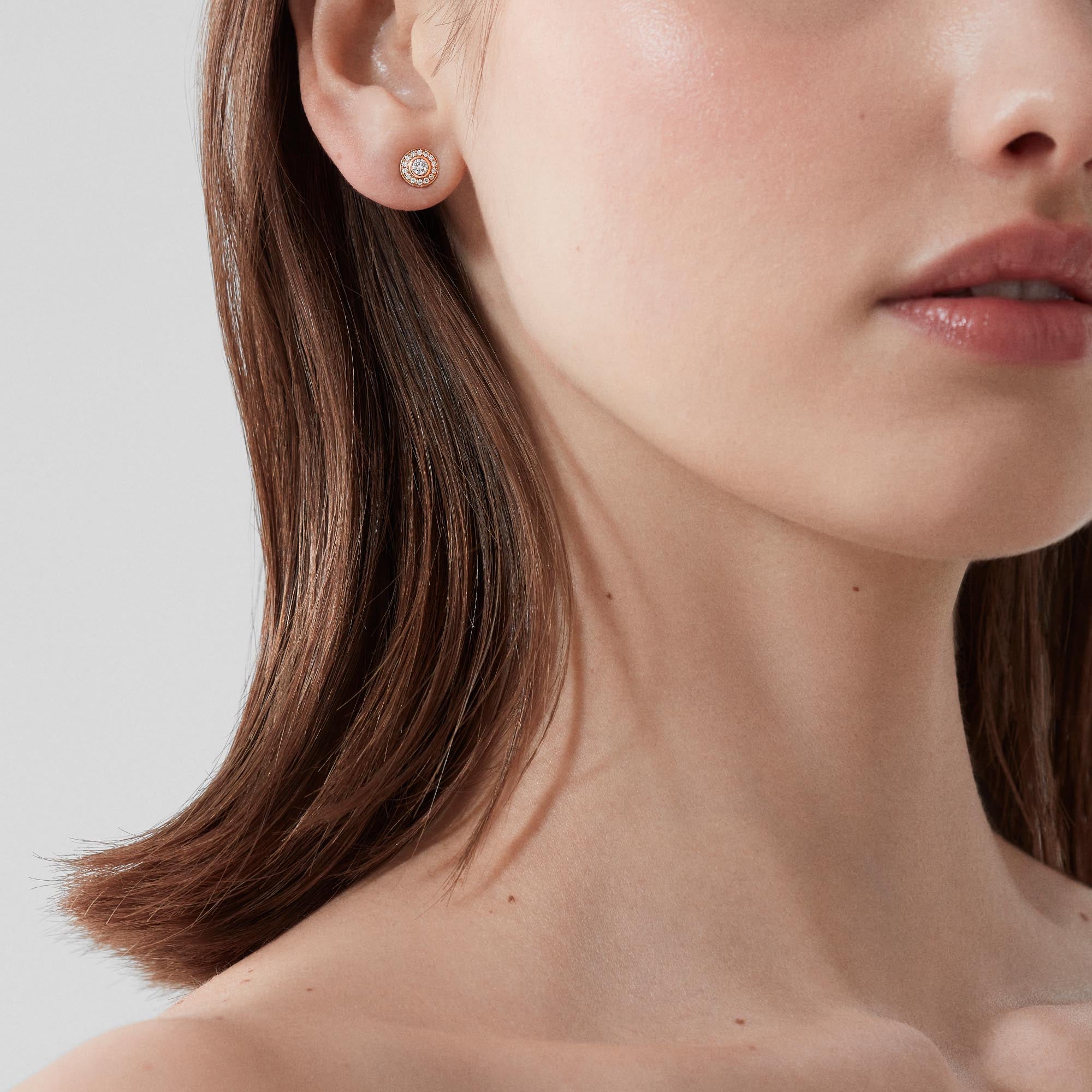 Albemarle Mini Icons Diamond Stud Earrings | In 18ct Rose Gold with White Diamonds