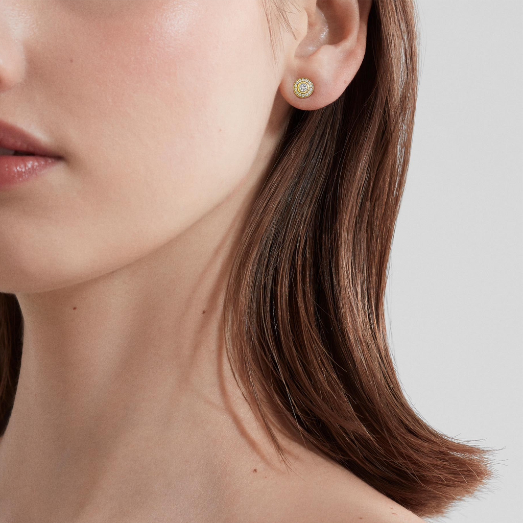 Albemarle Mini Icons Diamond Stud Earrings | In 18ct Yellow Gold with White Diamonds