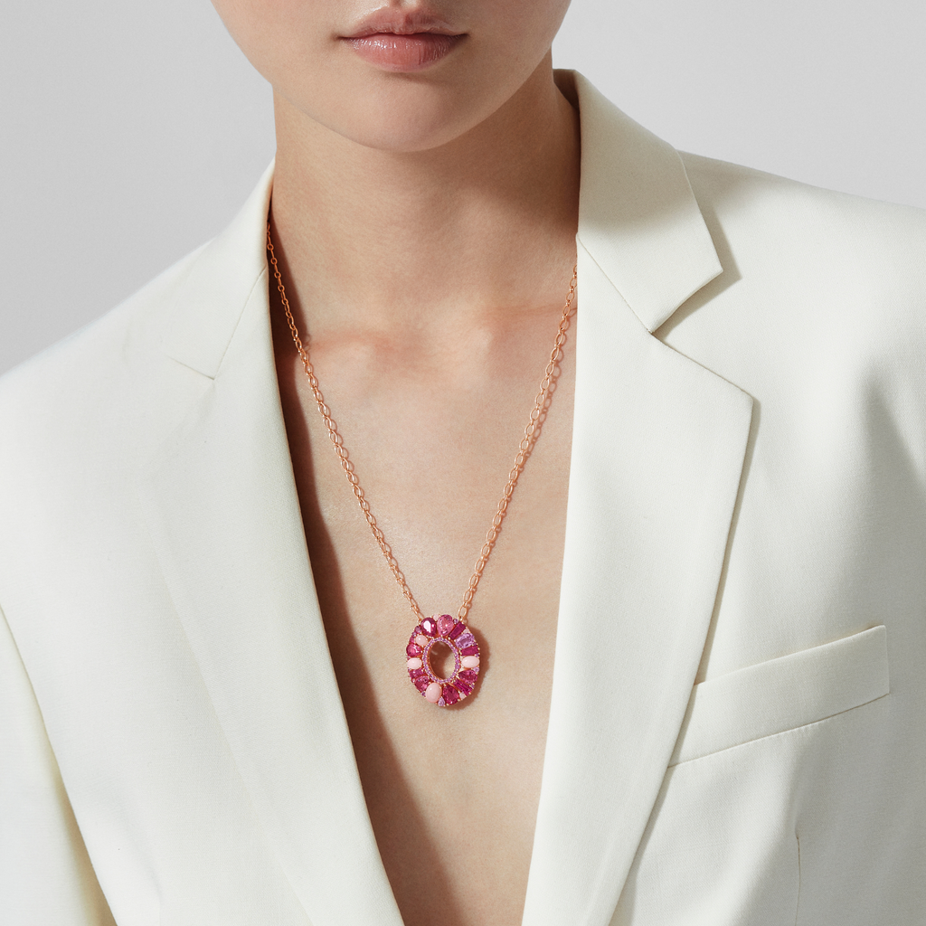 Blaze Pink Sapphire, Rubellite And Pink Opal Pendant | In 18ct Rose Gold