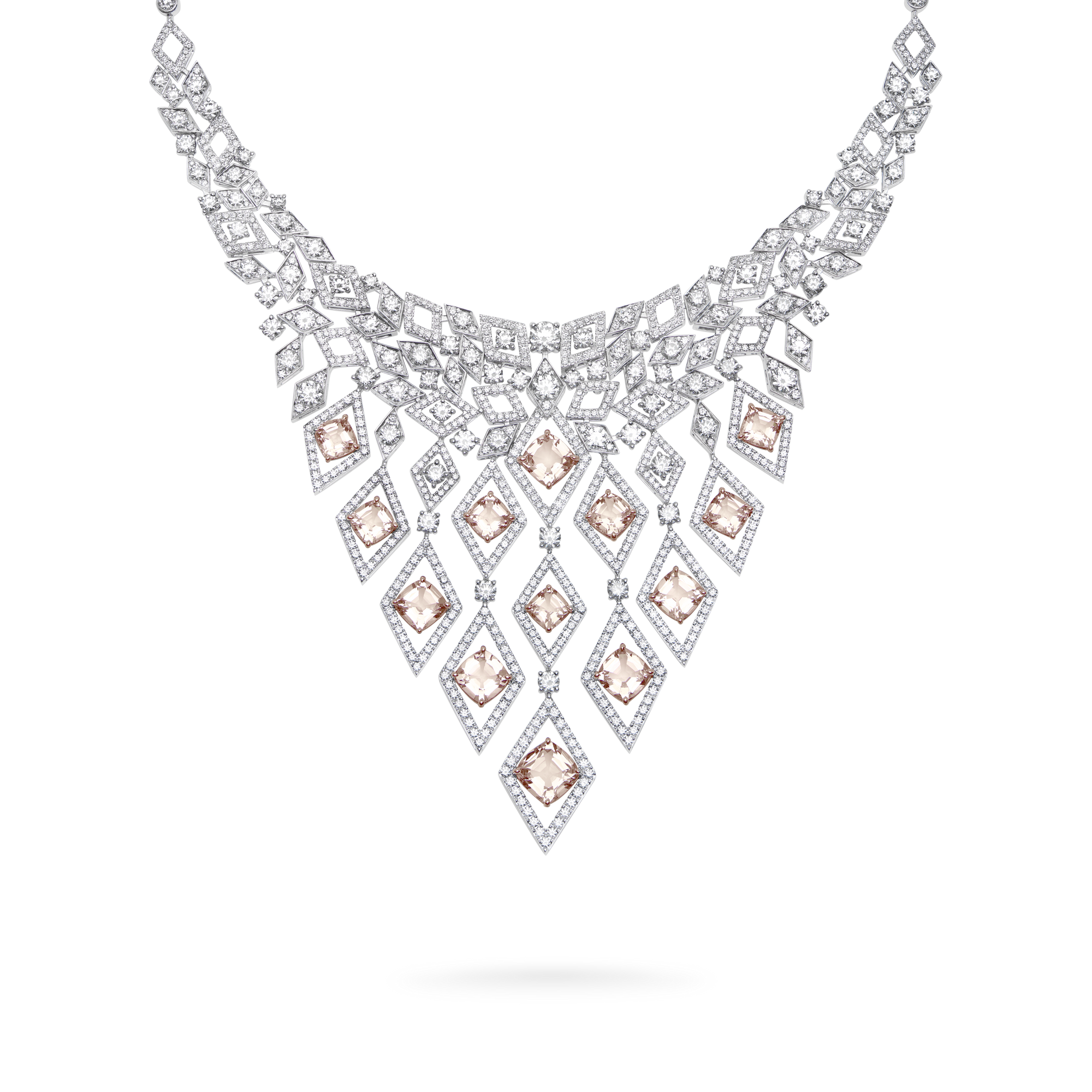 Cosmos High Jewellery Necklace | In 18ct White Gold & Rose Gold with Diamonds and Morganites