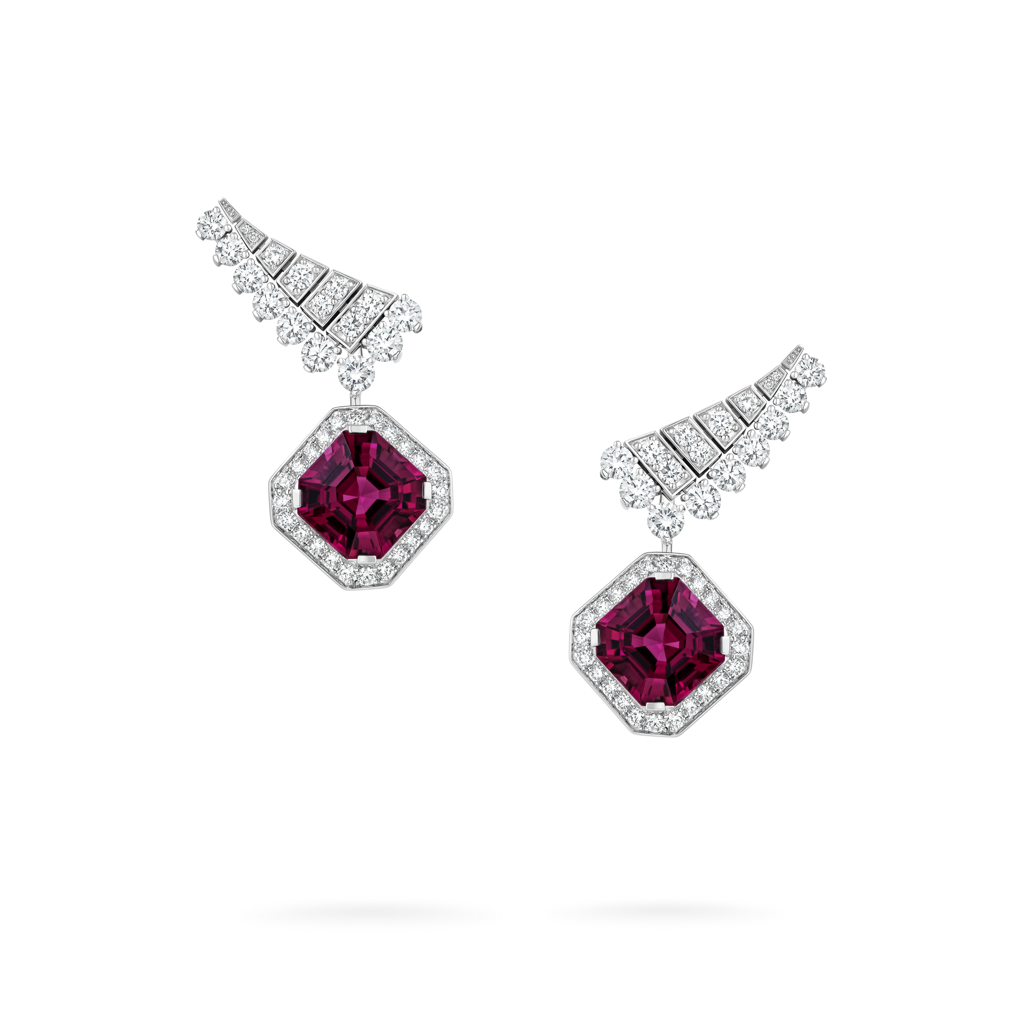Couture Tula Earrings | In 18ct White Gold with Diamonds and Rubellites