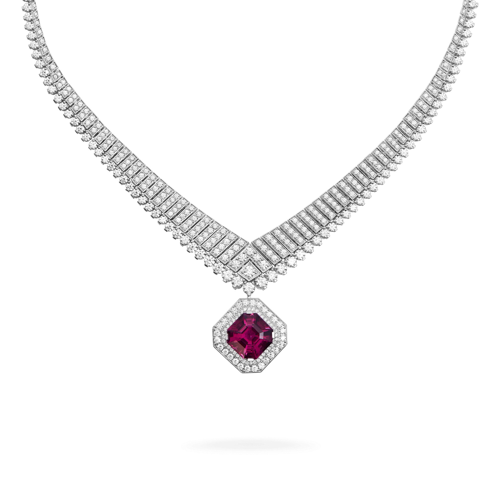 Couture Tula Necklace | In 18ct White Gold with Diamonds and Rubellite