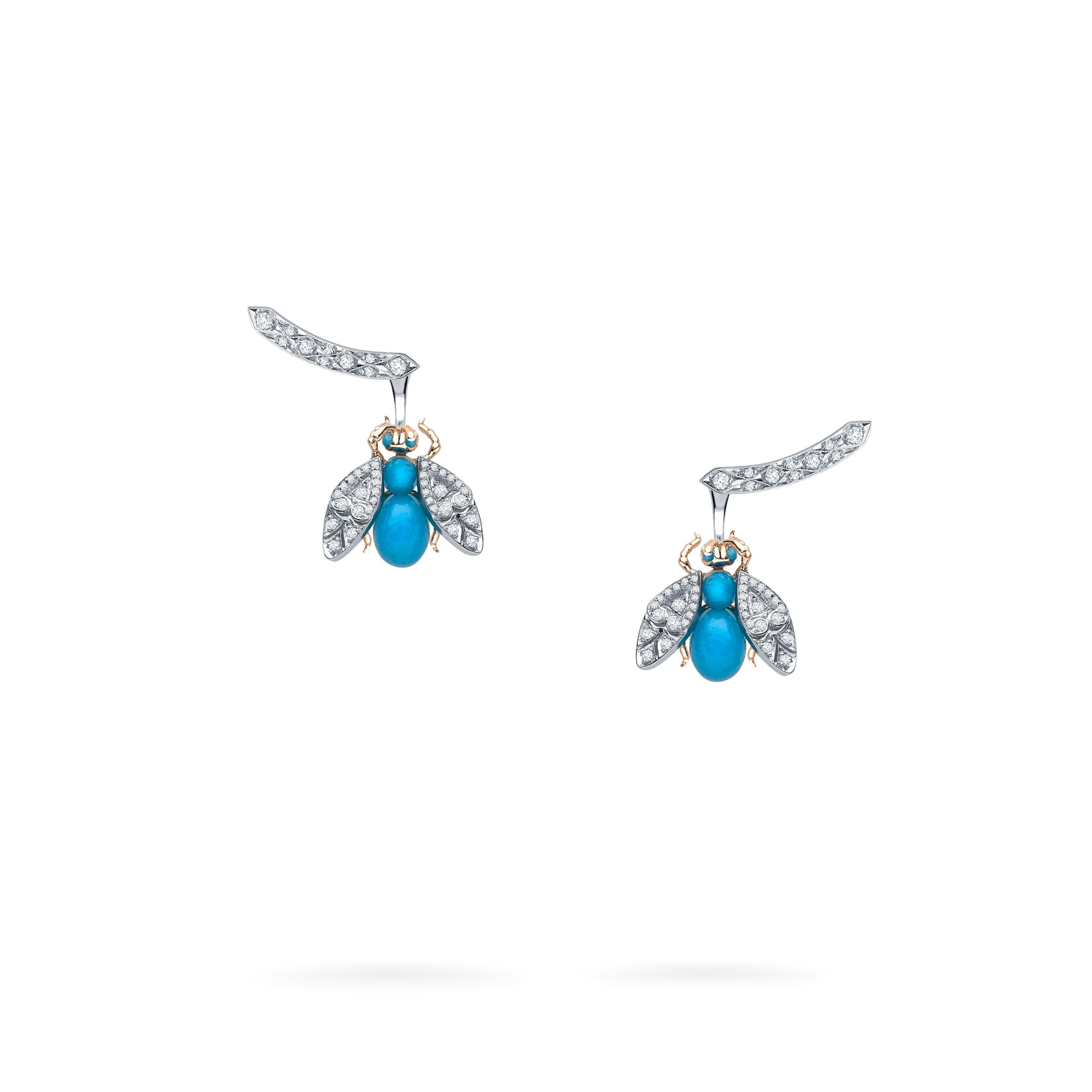 Enchanted Palace Bug Turquoise and Diamond Earrings | In 18ct White Gold
