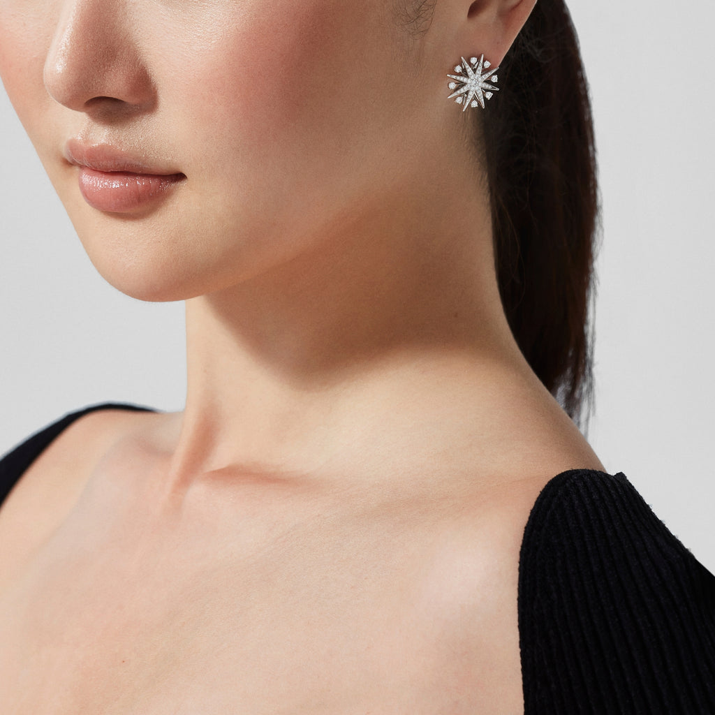 Starlight Diamond Stud Earrings | In 18ct White Gold