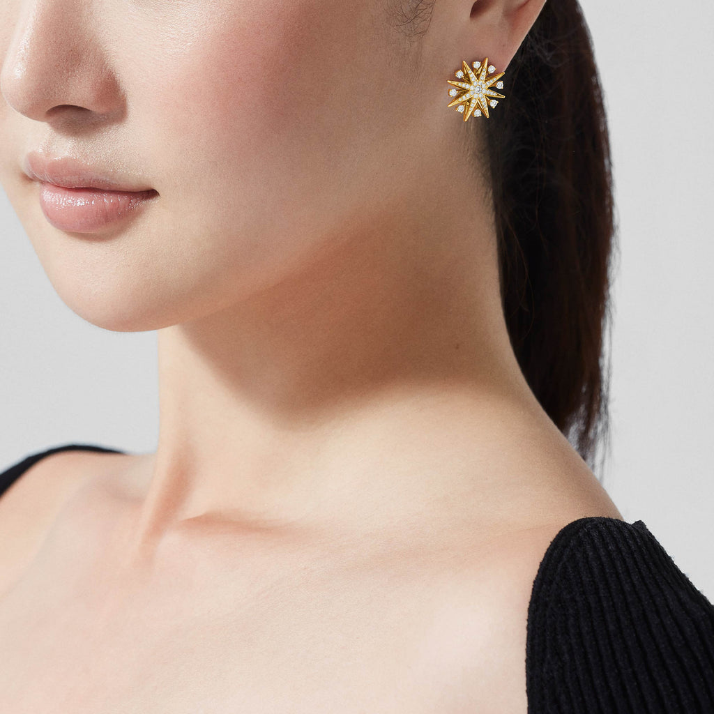 Starlight Diamond Stud Earrings | In 18ct Yellow Gold