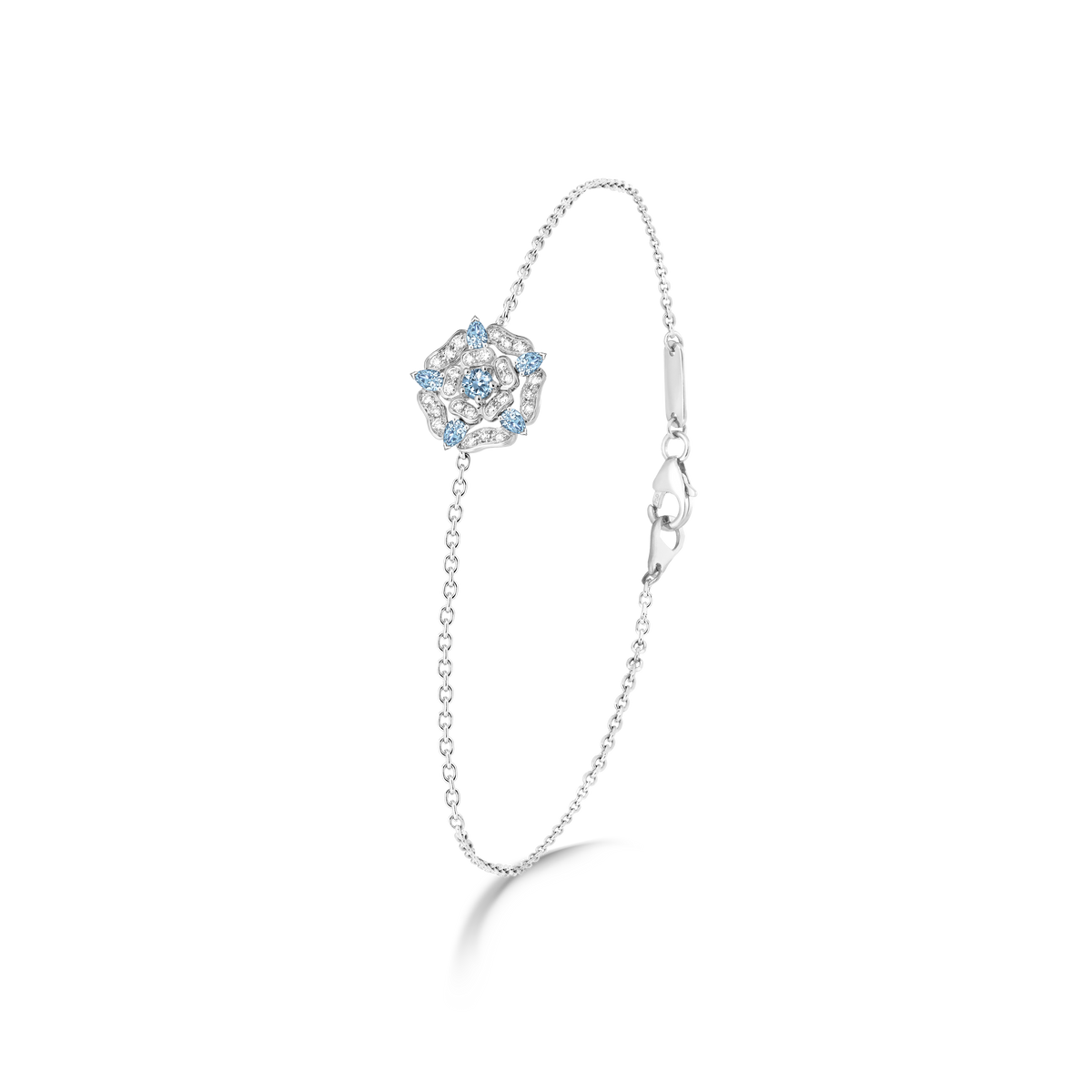 Tudor Rose Mini Icons Aquamarine Bracelet | In 18ct White Gold