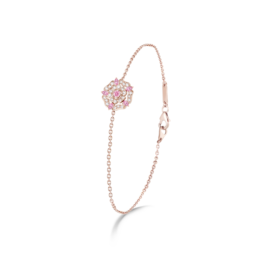 Tudor Rose Mini Icons Pink Sapphire Bracelet | In 18ct Rose Gold