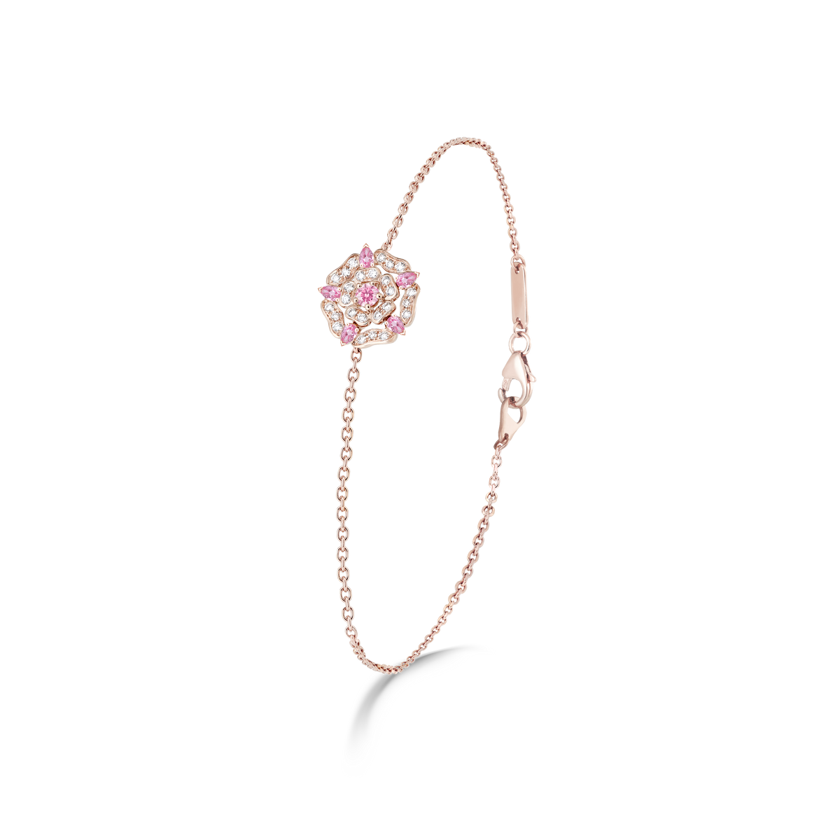 Tudor Rose Mini Icons Pink Sapphire Bracelet | In 18ct Rose Gold