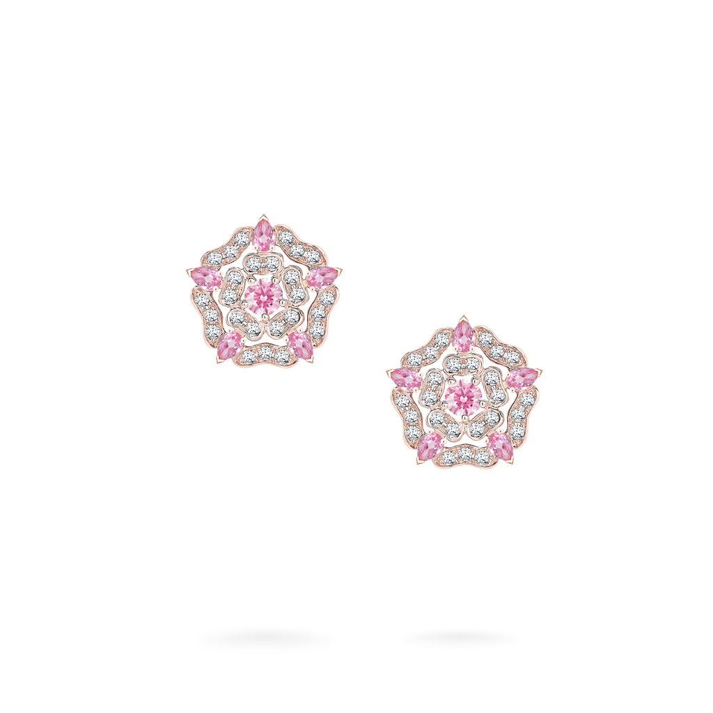 Tudor Rose Mini Icons Pink Sapphire Pendant | In 18ct Rose Gold