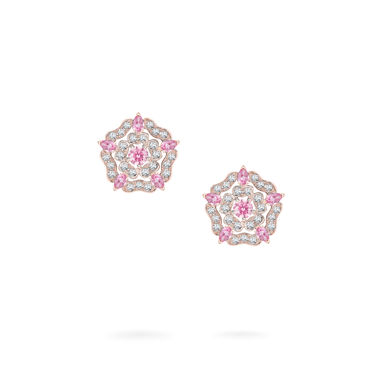 Tudor Rose Mini Icons Pink Sapphire Pendant | In 18ct Rose Gold
