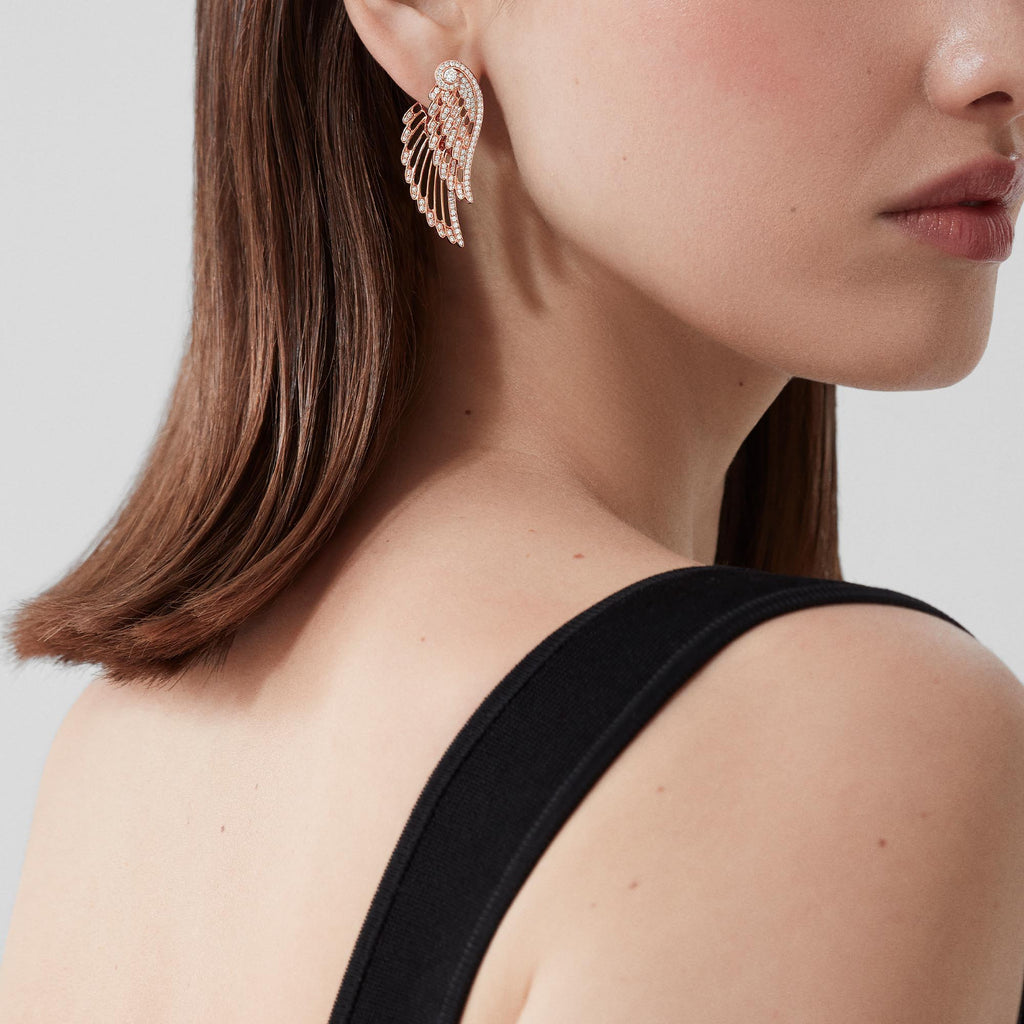 Wings Embrace Diamond Drop Earrings | In 18ct Rose Gold