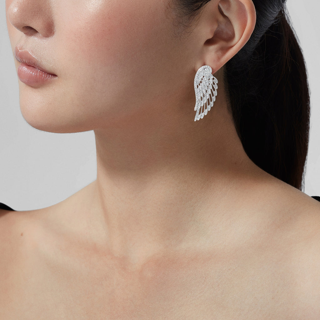 Wings Embrace Diamond Drop Earrings | In 18ct White Gold