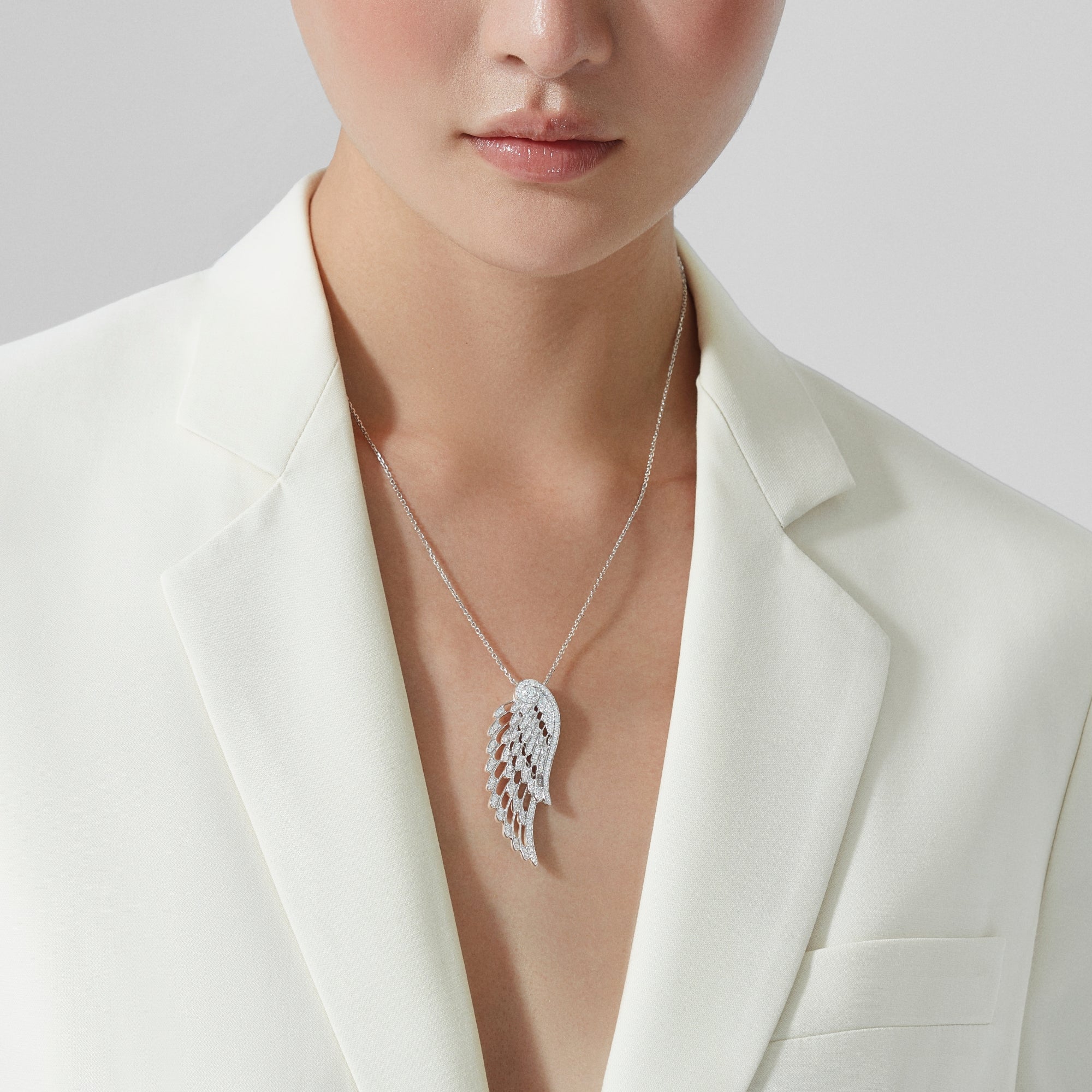 Wings Embrace Diamond Slider Pendant | In 18ct White Gold