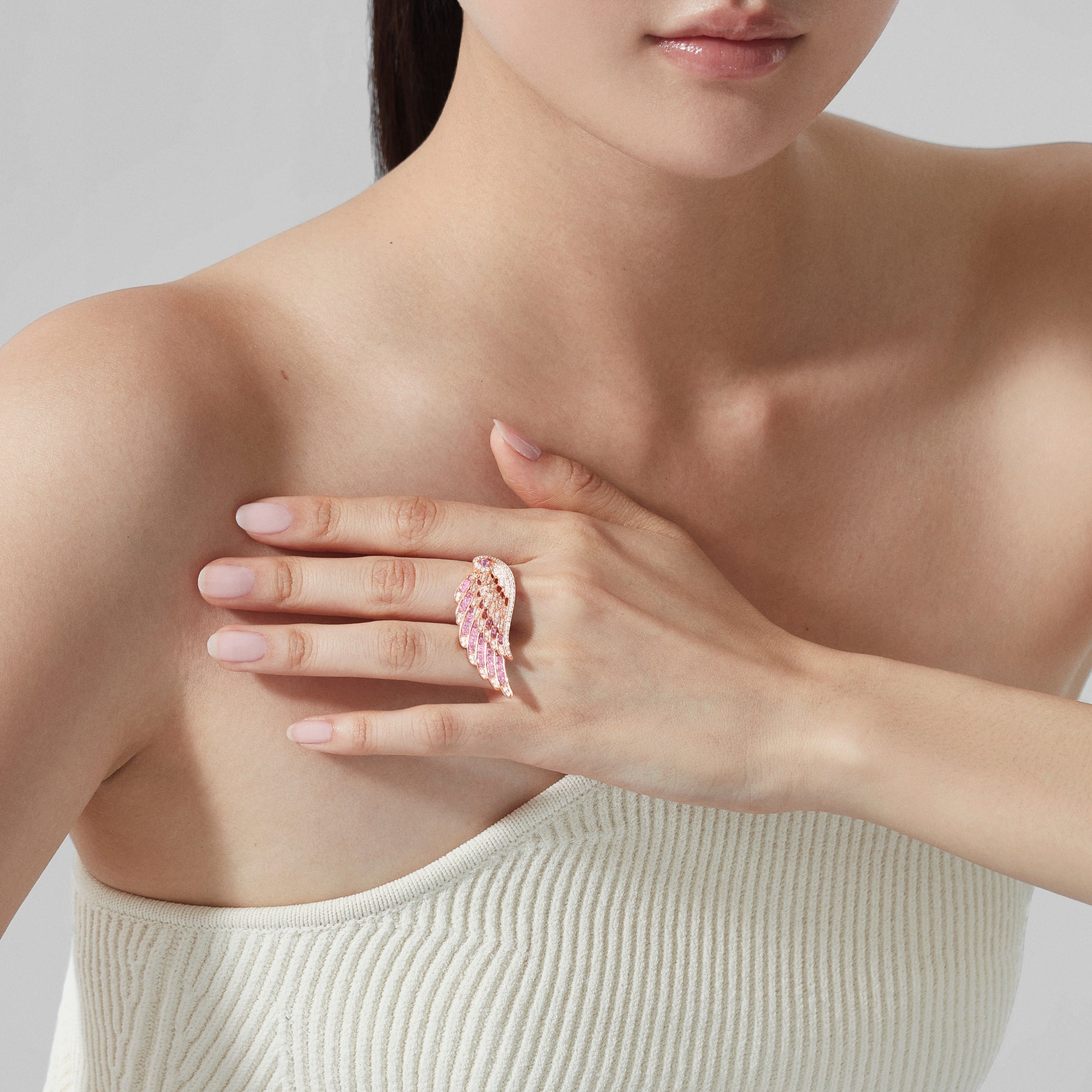 Wings Embrace Pink Sapphire and Diamond Ring | In 18ct Rose Gold
