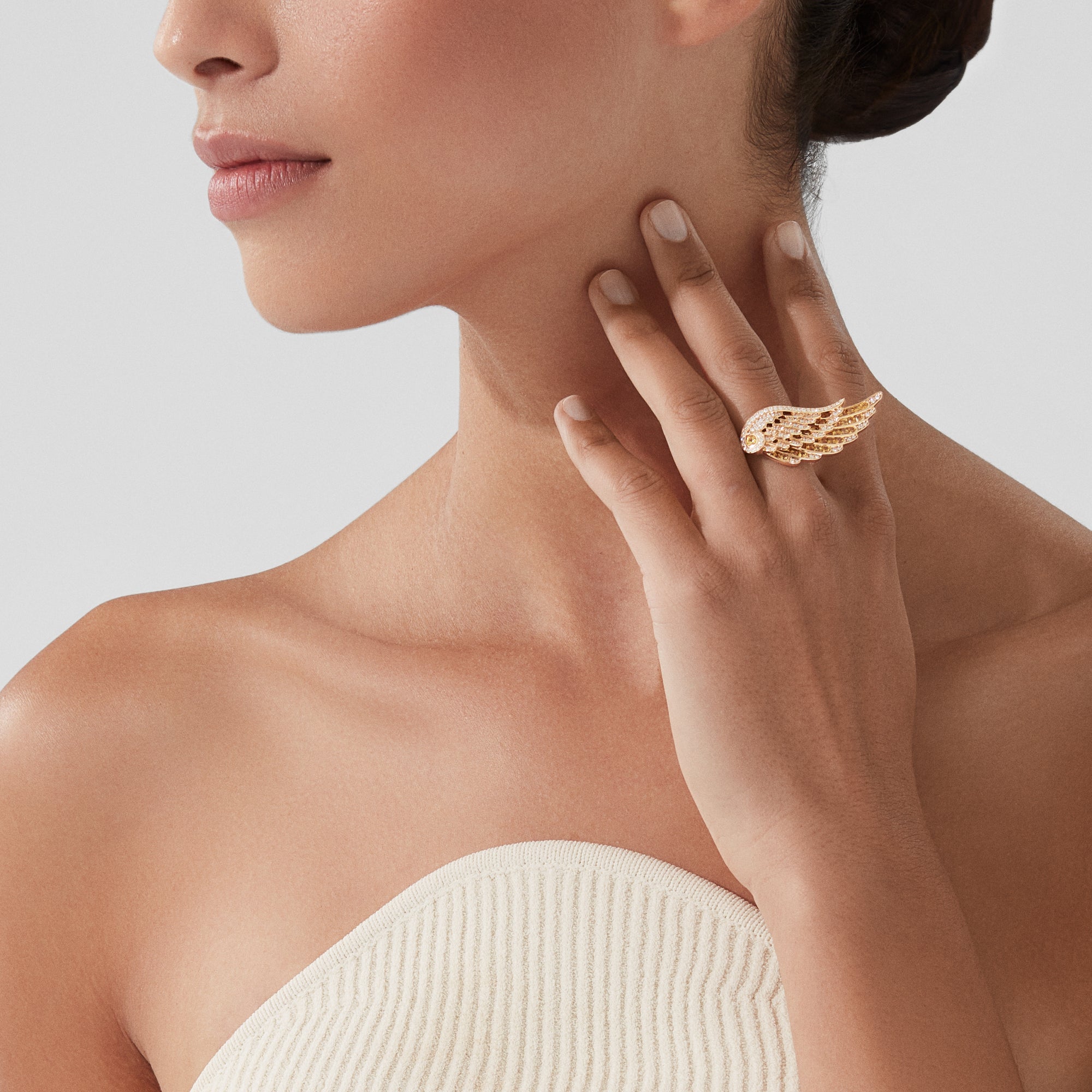 Wings Embrace Yellow Sapphire and Diamond Ring | In 18ct Yellow Gold