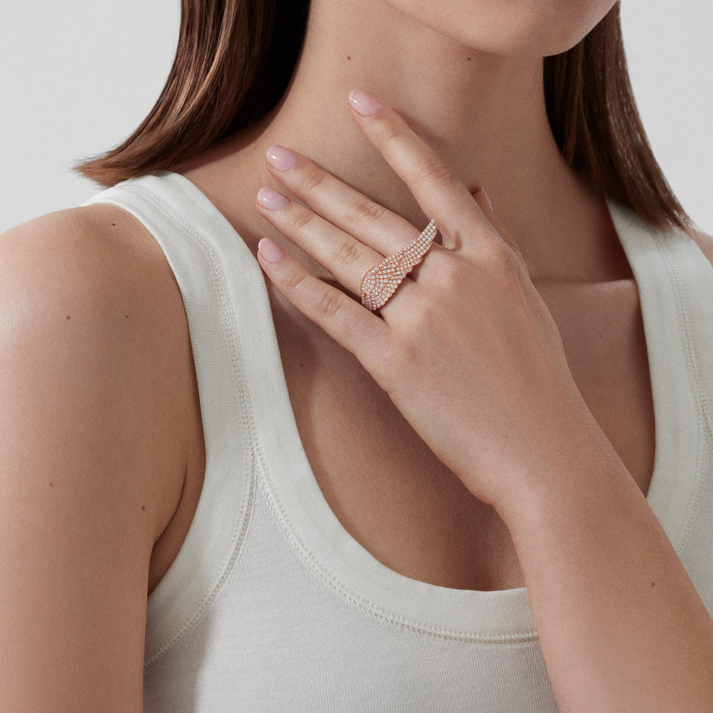 Wings Classic Large Diamond Ring | In 18ct Rose Gold